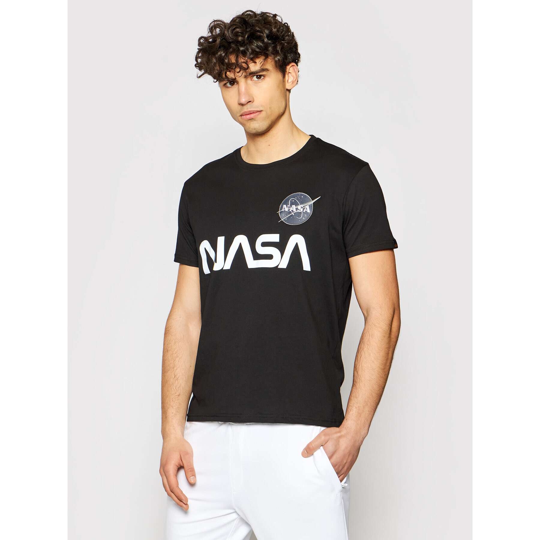 Alpha Industries Тишърт Nasa Reflective 178501 Черен Regular Fit - Pepit.bg