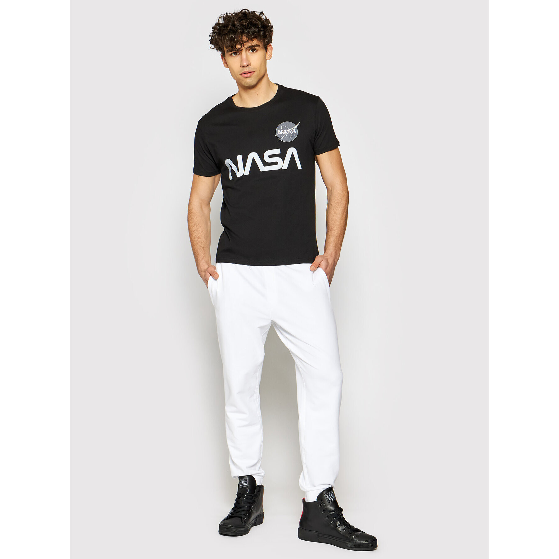 Alpha Industries Тишърт Nasa Reflective 178501 Черен Regular Fit - Pepit.bg