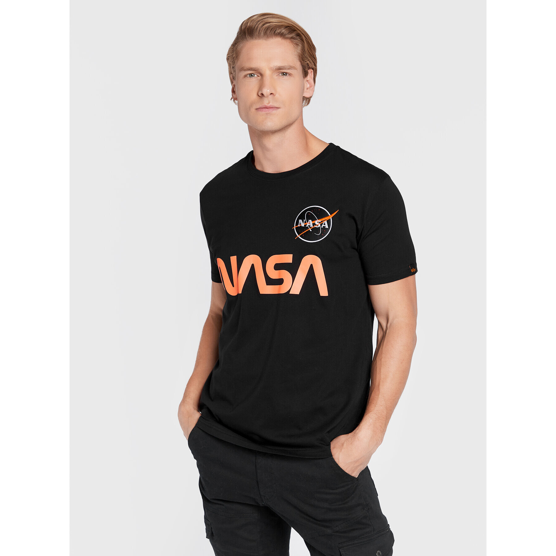 Alpha Industries Тишърт Nasa Reflective 178501 Черен Regular Fit - Pepit.bg