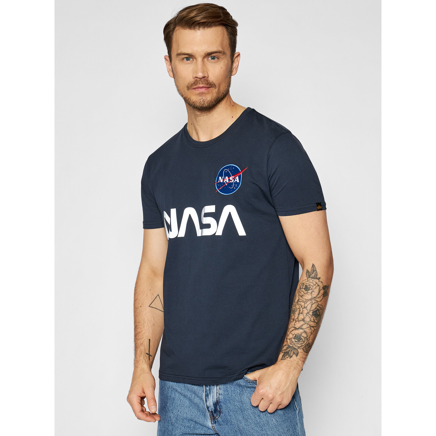 Alpha Industries Тишърт Nasa Reflective 178501 Тъмносин Regular Fit - Pepit.bg