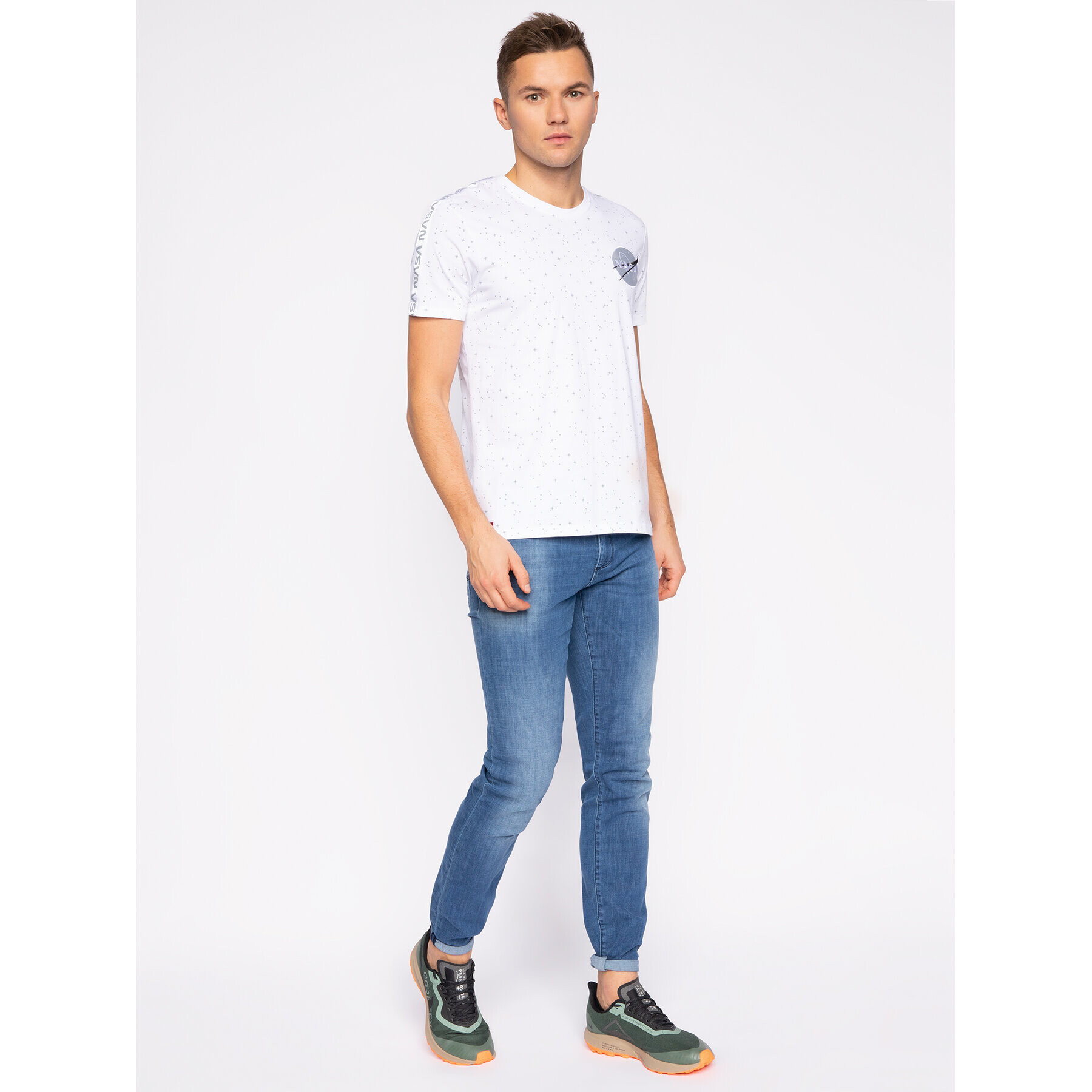 Alpha Industries Тишърт Nasa Tape T 196506 Бял Regular Fit - Pepit.bg