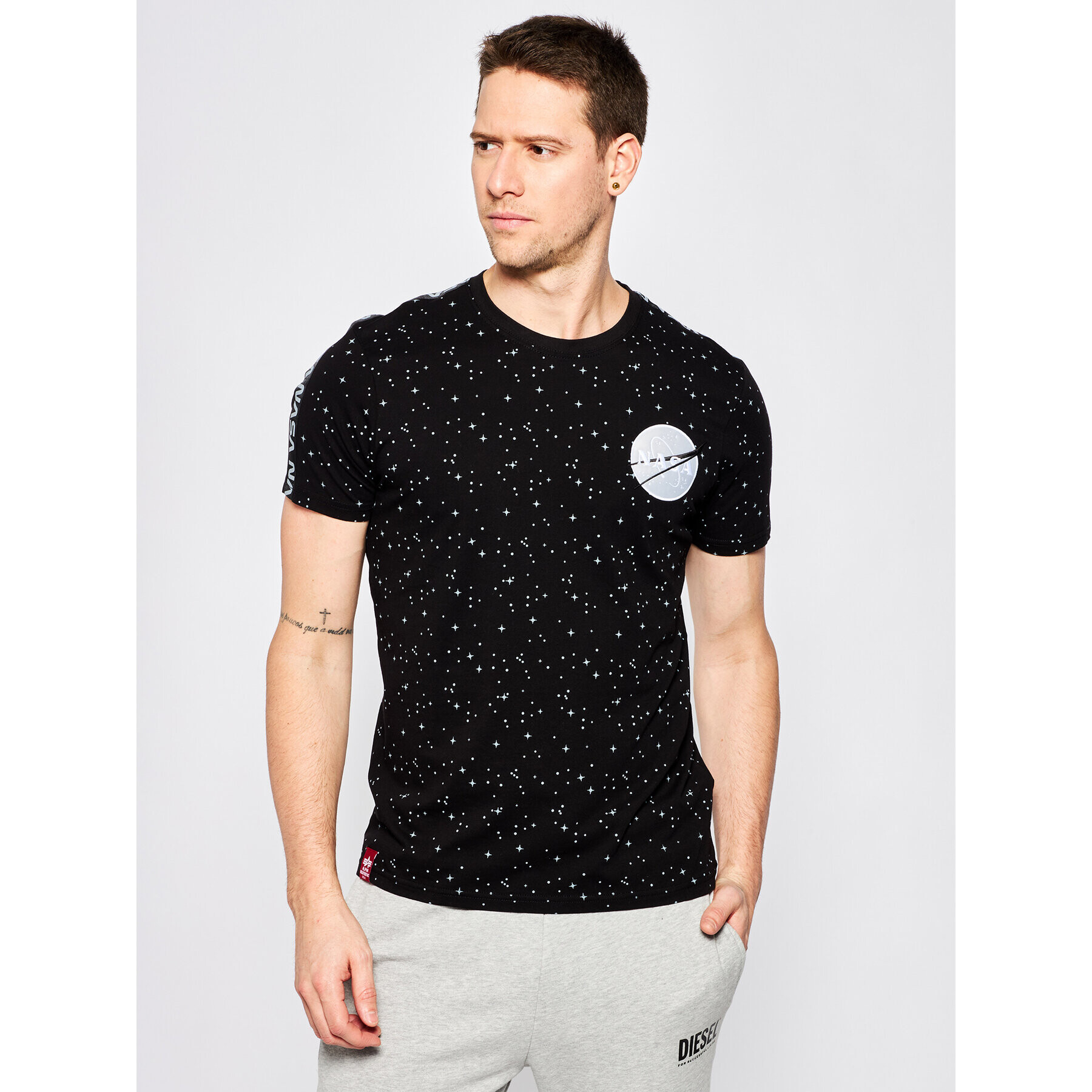 Alpha Industries Тишърт Nasa Tape T 196506 Черен Regular Fit - Pepit.bg