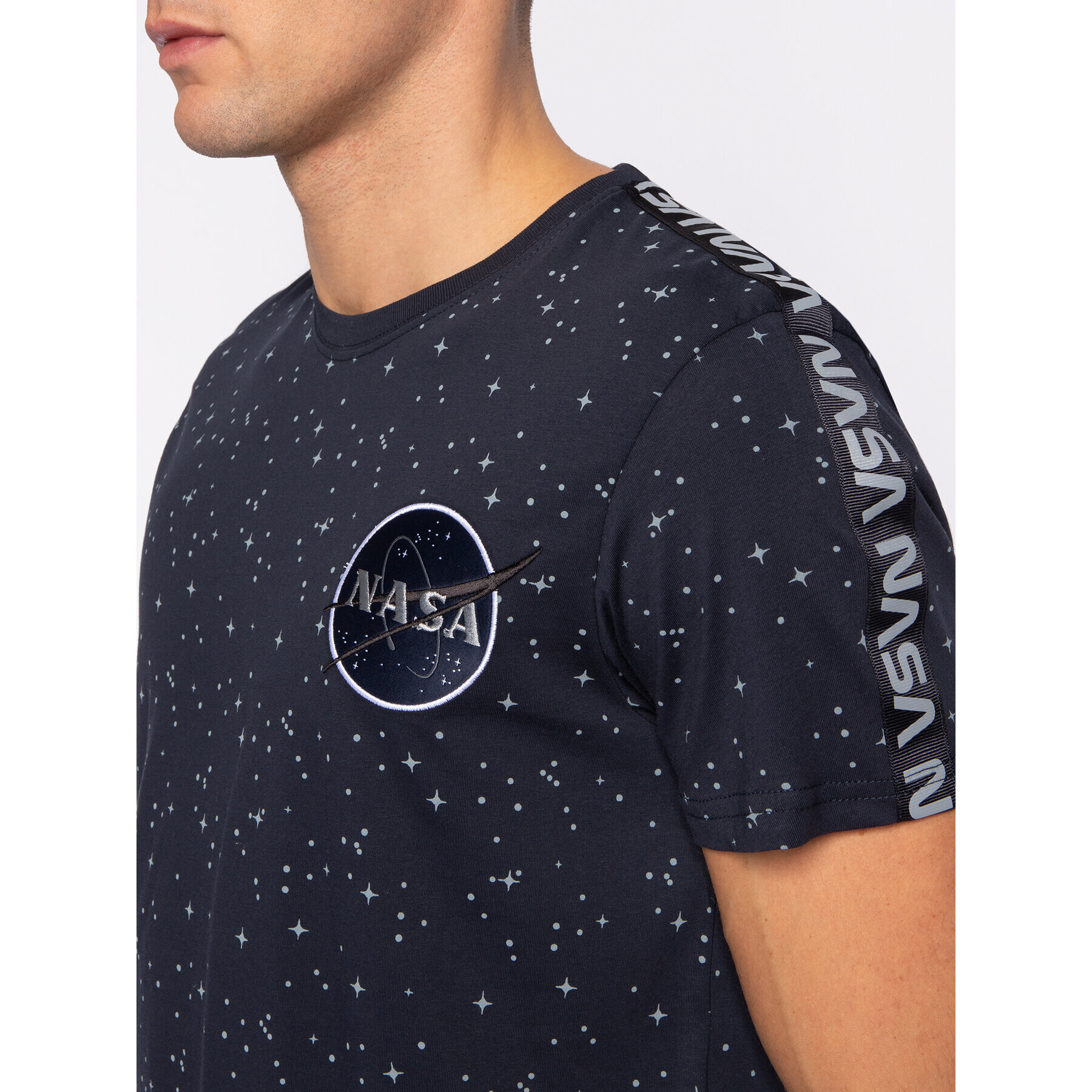 Alpha Industries Тишърт Nasa Tape T 196506 Тъмносин Regular Fit - Pepit.bg