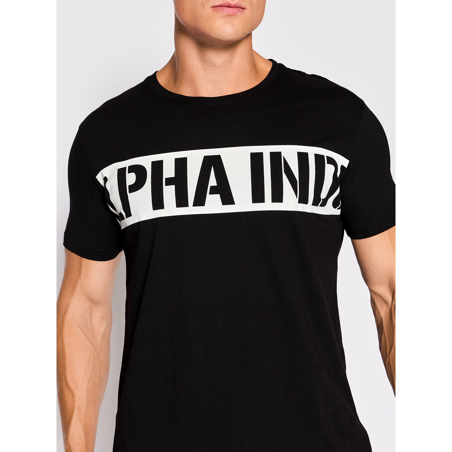 Alpha Industries Тишърт Printed Stripe 118511 Черен Regular Fit - Pepit.bg