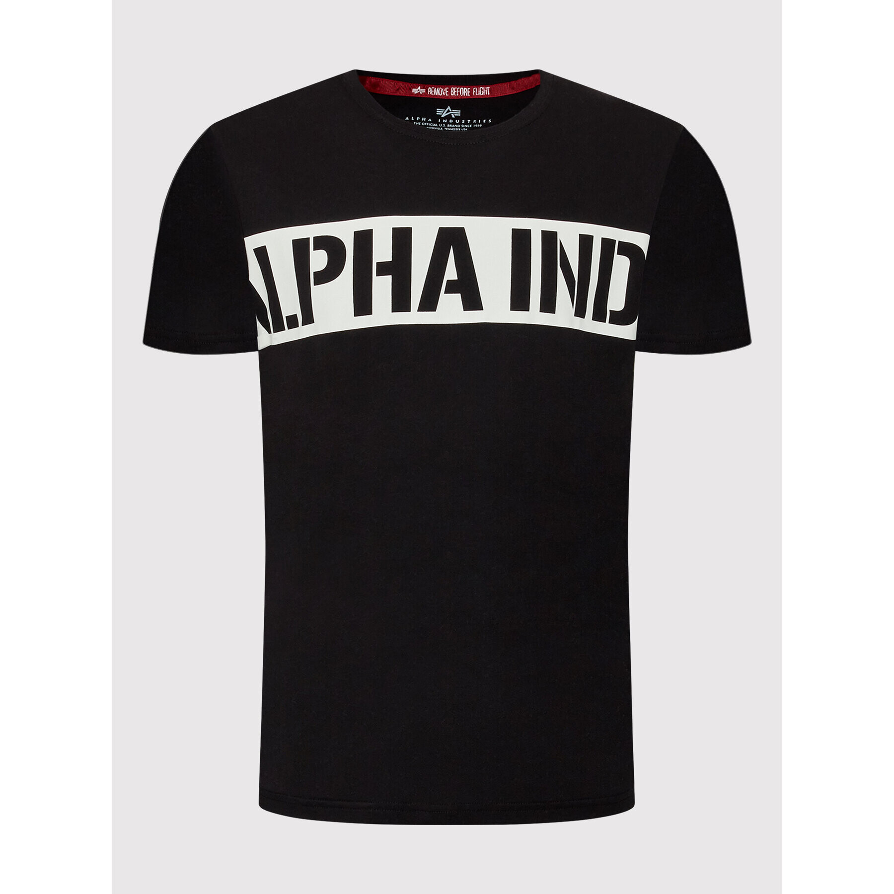 Alpha Industries Тишърт Printed Stripe 118511 Черен Regular Fit - Pepit.bg