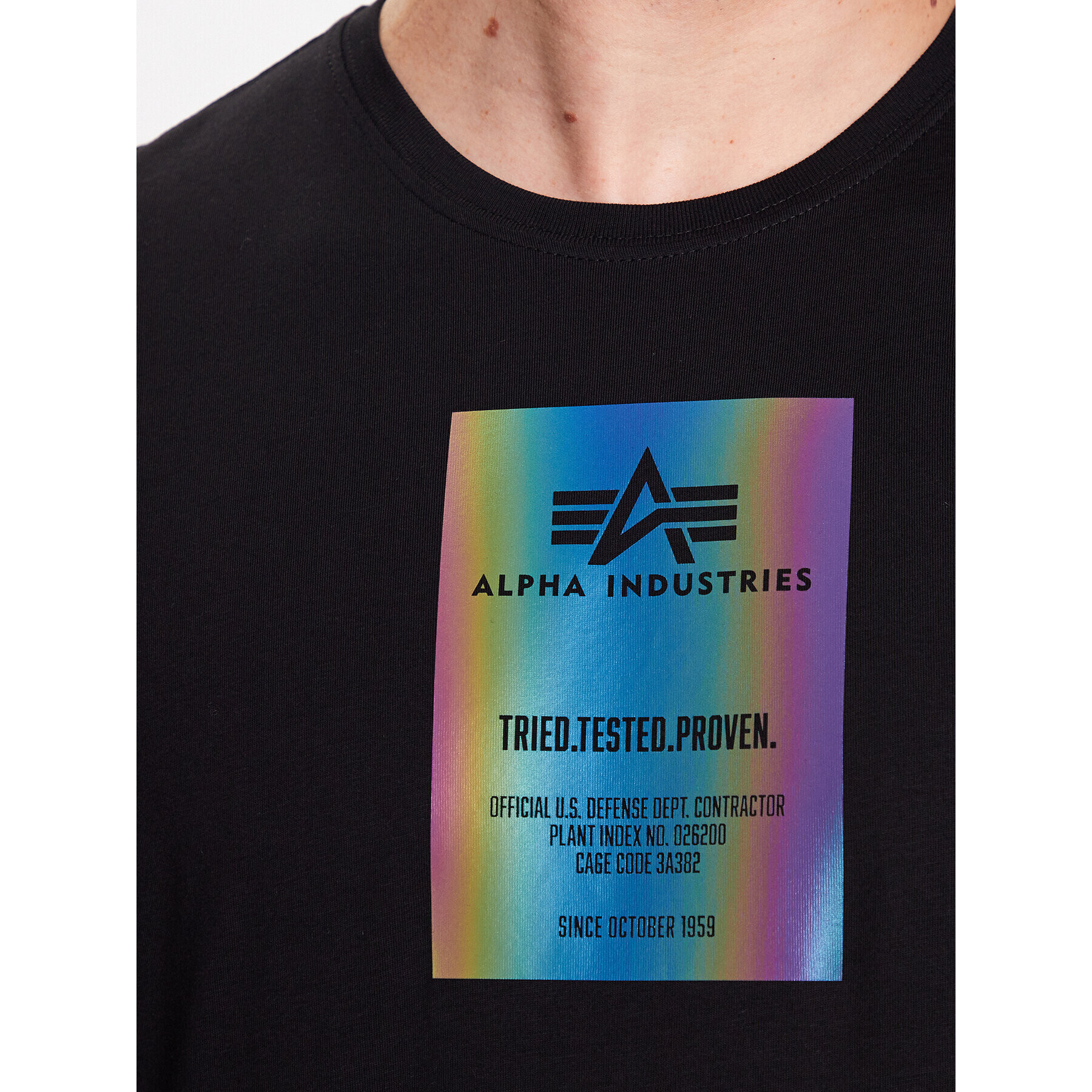 Alpha Industries Тишърт Rainbow Reflective Label T 126501RR Черен Regular Fit - Pepit.bg