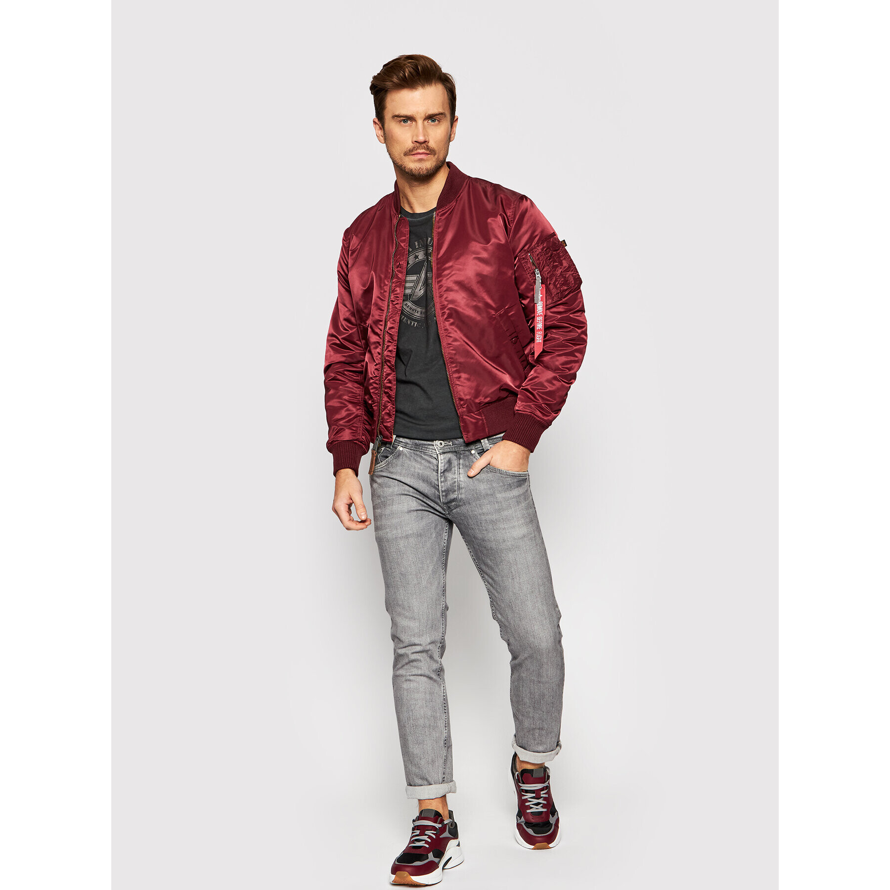 Alpha Industries Яке бомбър Battlewash 191118 Бордо Regular Fit - Pepit.bg