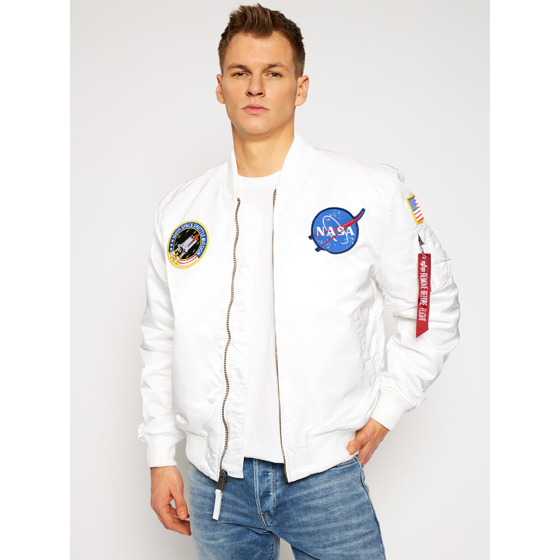 Alpha Industries Яке бомбър Ma-1 Vf Nasa 166107 Бял Regular Fit - Pepit.bg