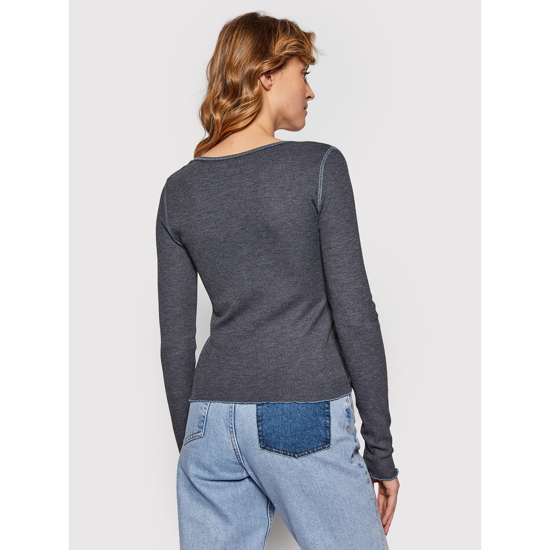 American Eagle Блуза 037-3376-7890 Сив Slim Fit - Pepit.bg
