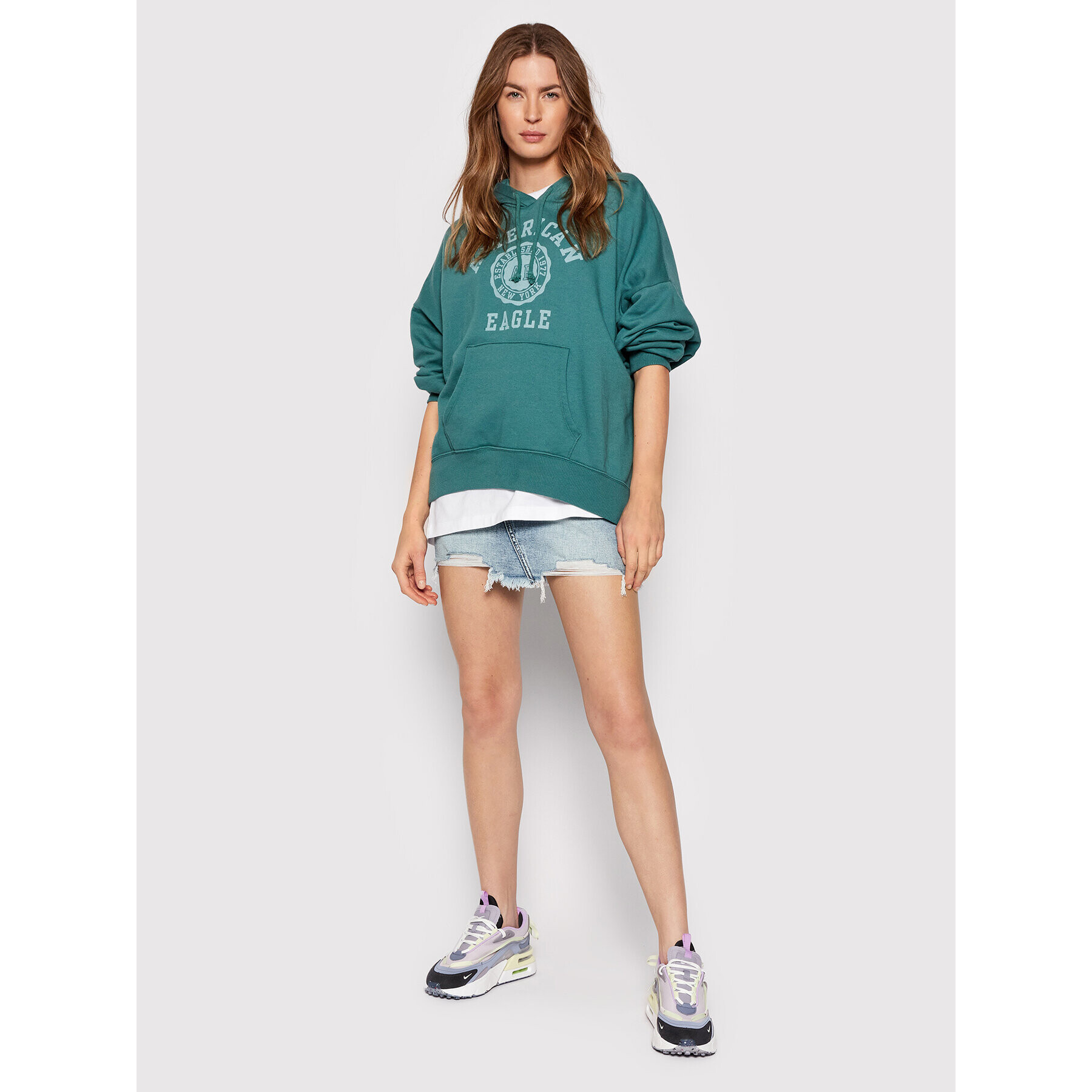 American Eagle Дънкова пола 033-2543-6316 Син Curvy Fit - Pepit.bg