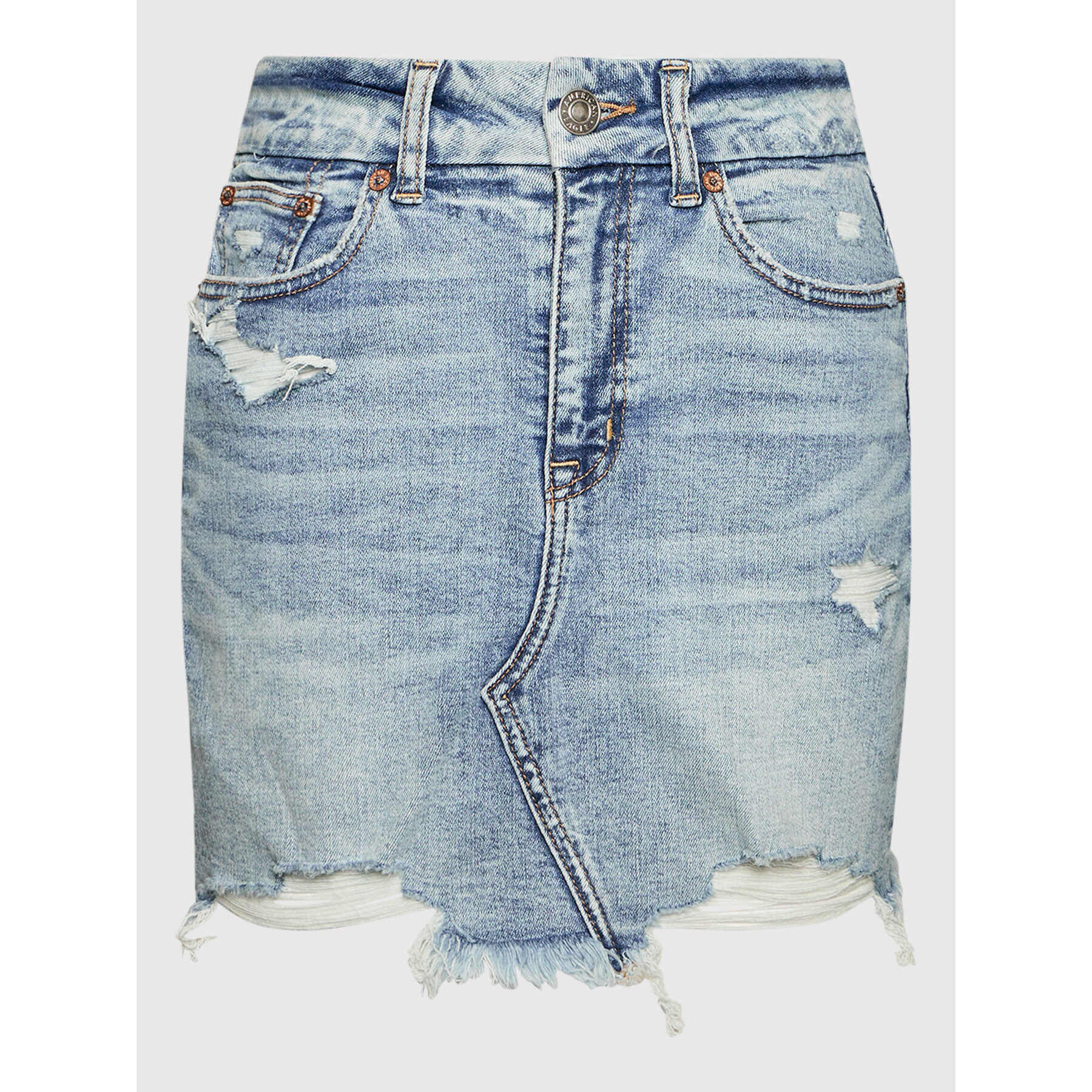 American Eagle Дънкова пола 033-2543-6316 Син Curvy Fit - Pepit.bg