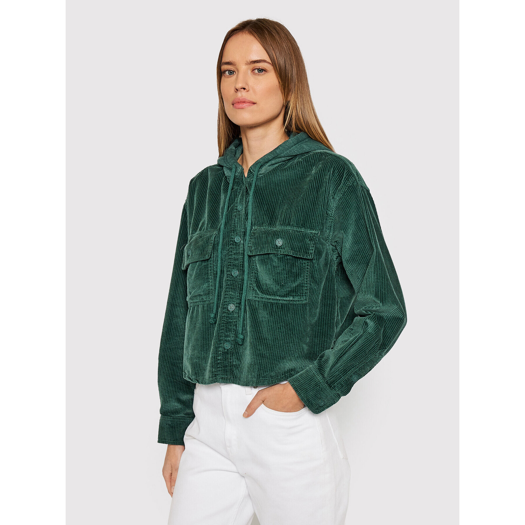 American Eagle Дънково яке 035-1354-3759 Зелен Relaxed Fit - Pepit.bg