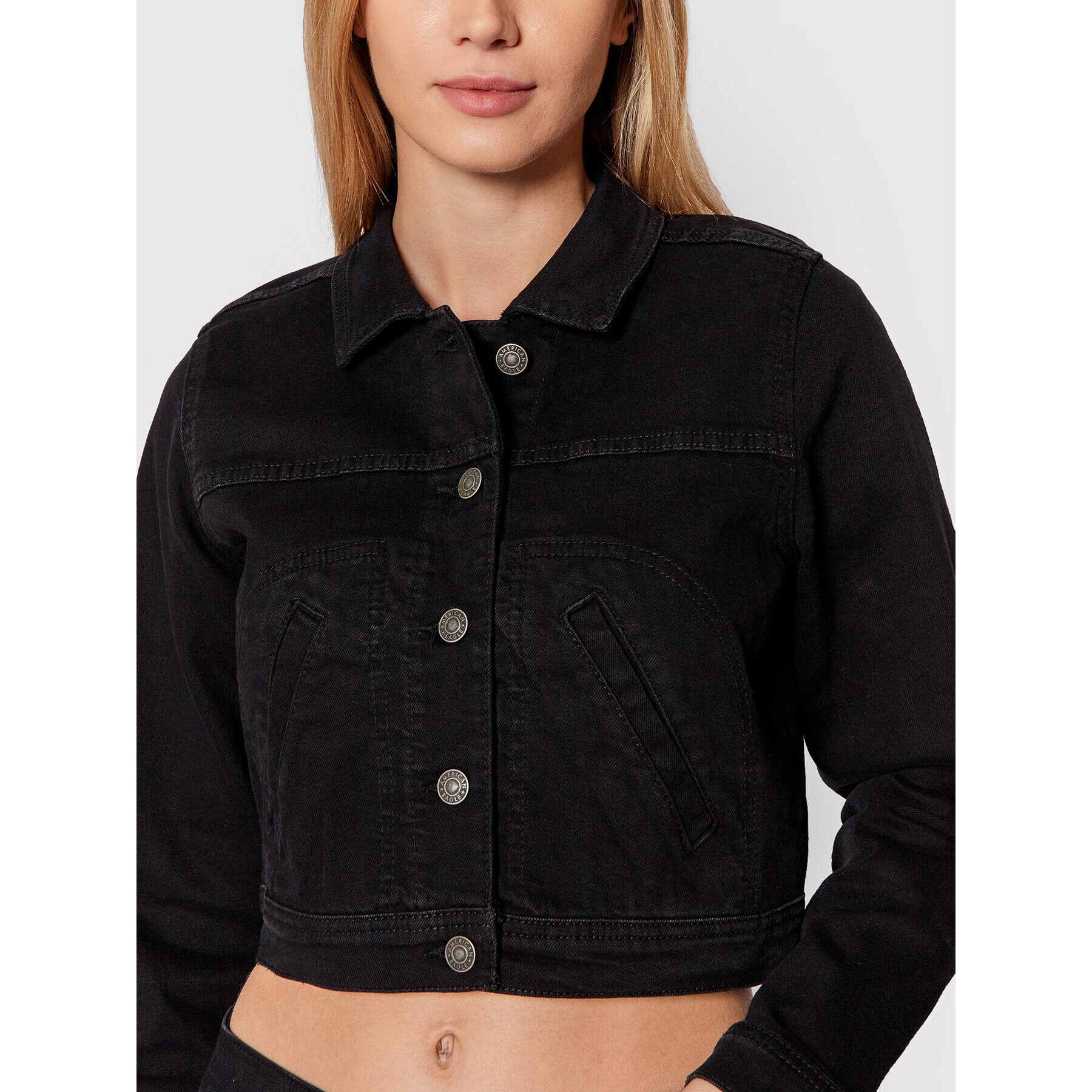 American Eagle Дънково яке 038-0383-3045 Черен Regular Fit - Pepit.bg
