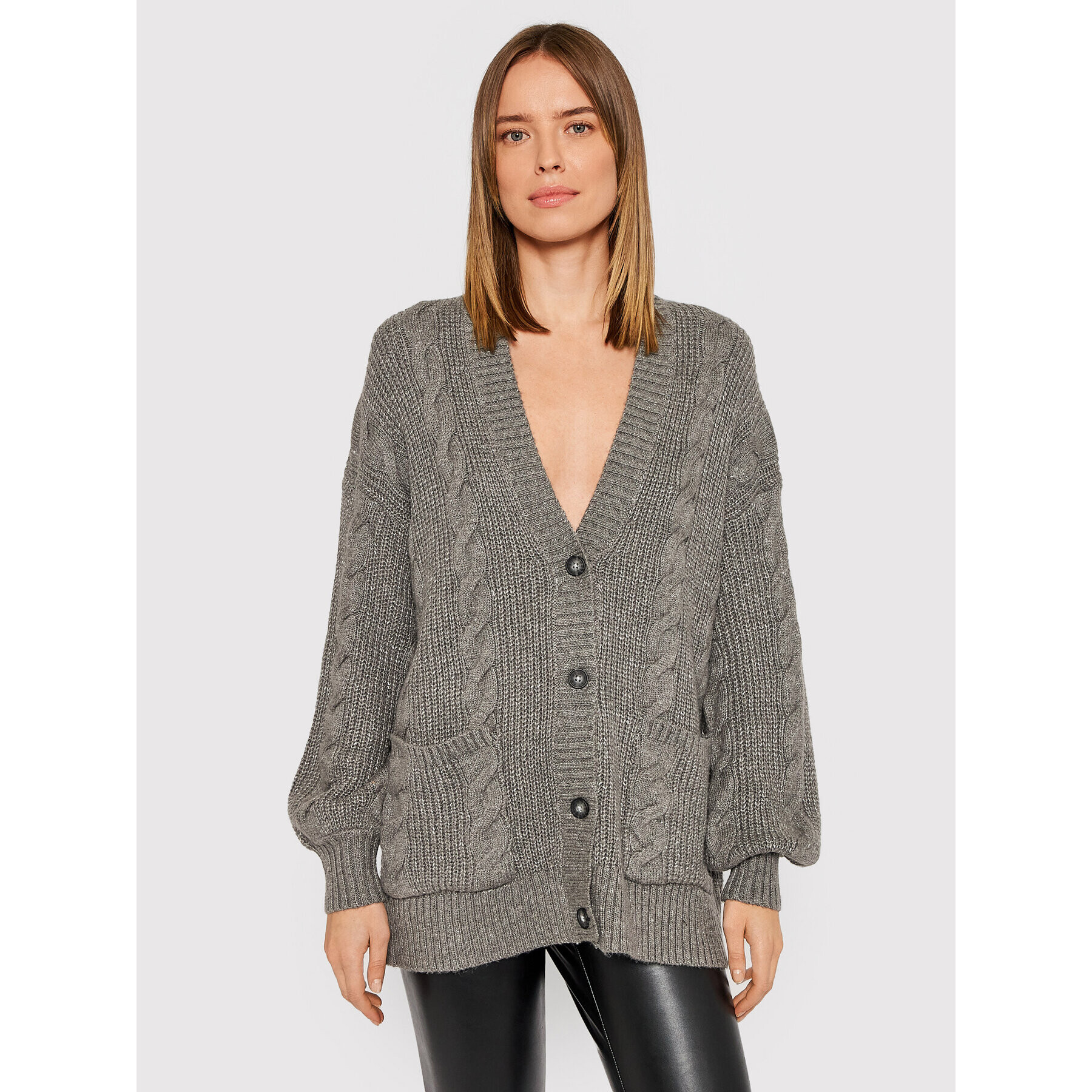 American Eagle Кардиган 034-1340-9576 Сив Oversize - Pepit.bg