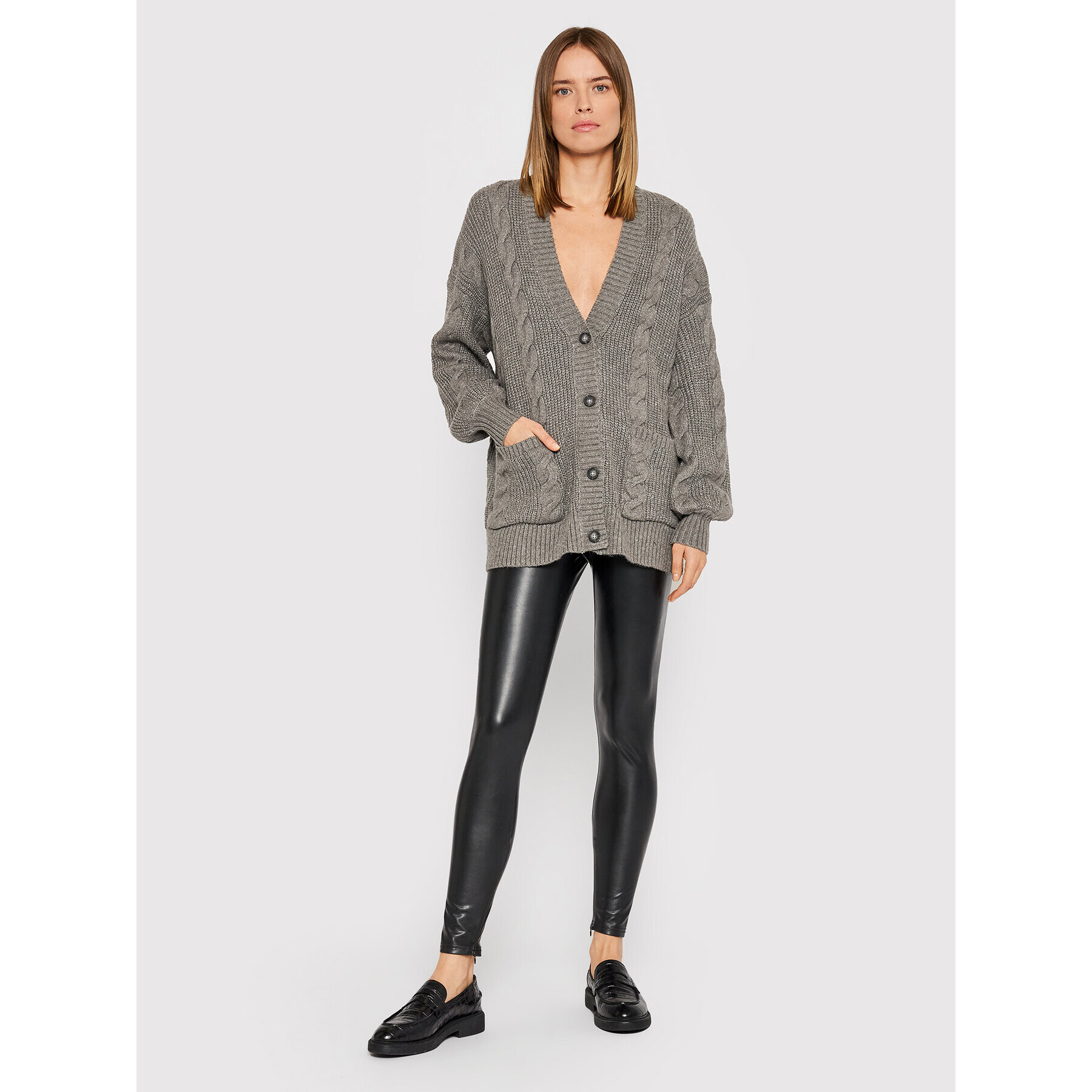 American Eagle Кардиган 034-1340-9576 Сив Oversize - Pepit.bg