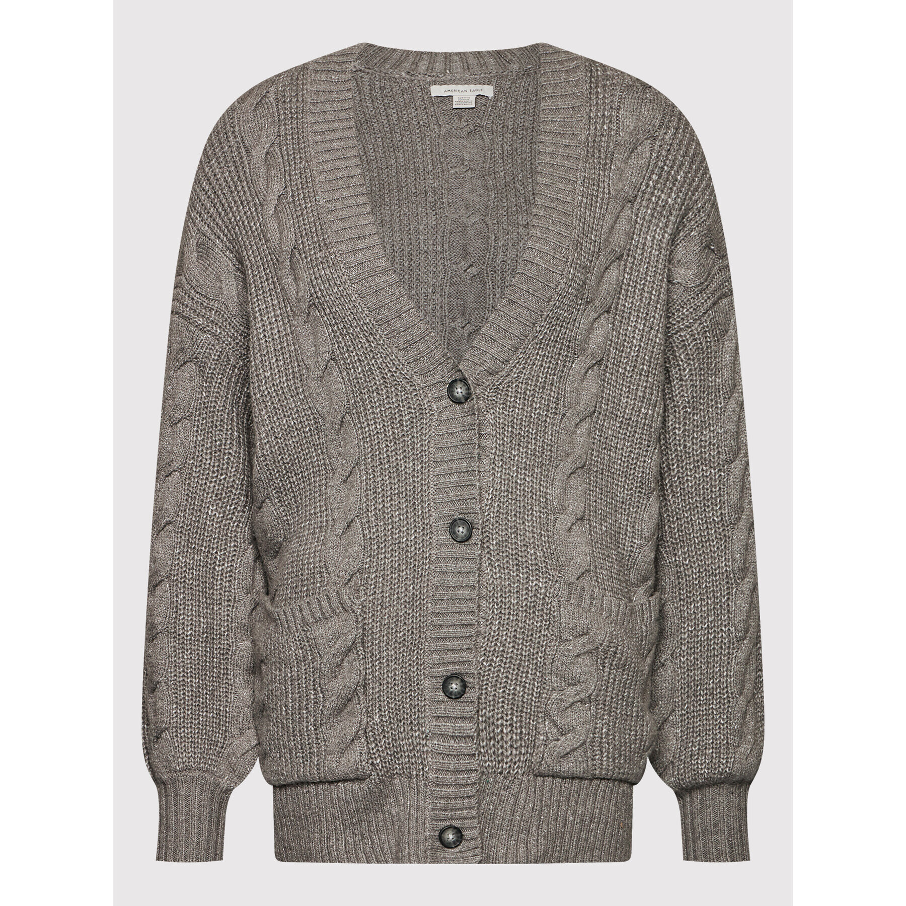 American Eagle Кардиган 034-1340-9576 Сив Oversize - Pepit.bg