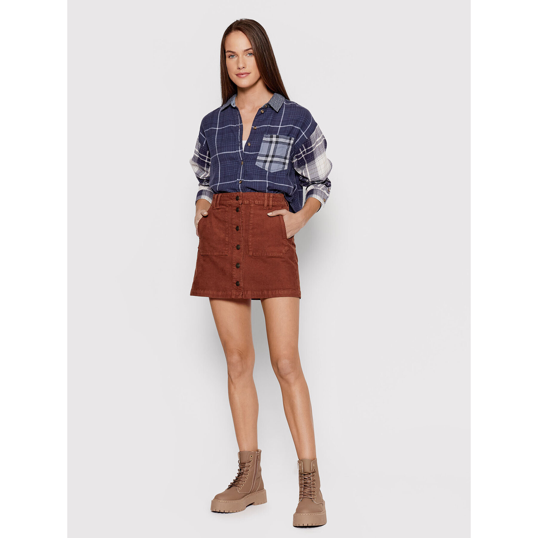 American Eagle Мини пола 033-9332-6340 Кафяв Regular Fit - Pepit.bg