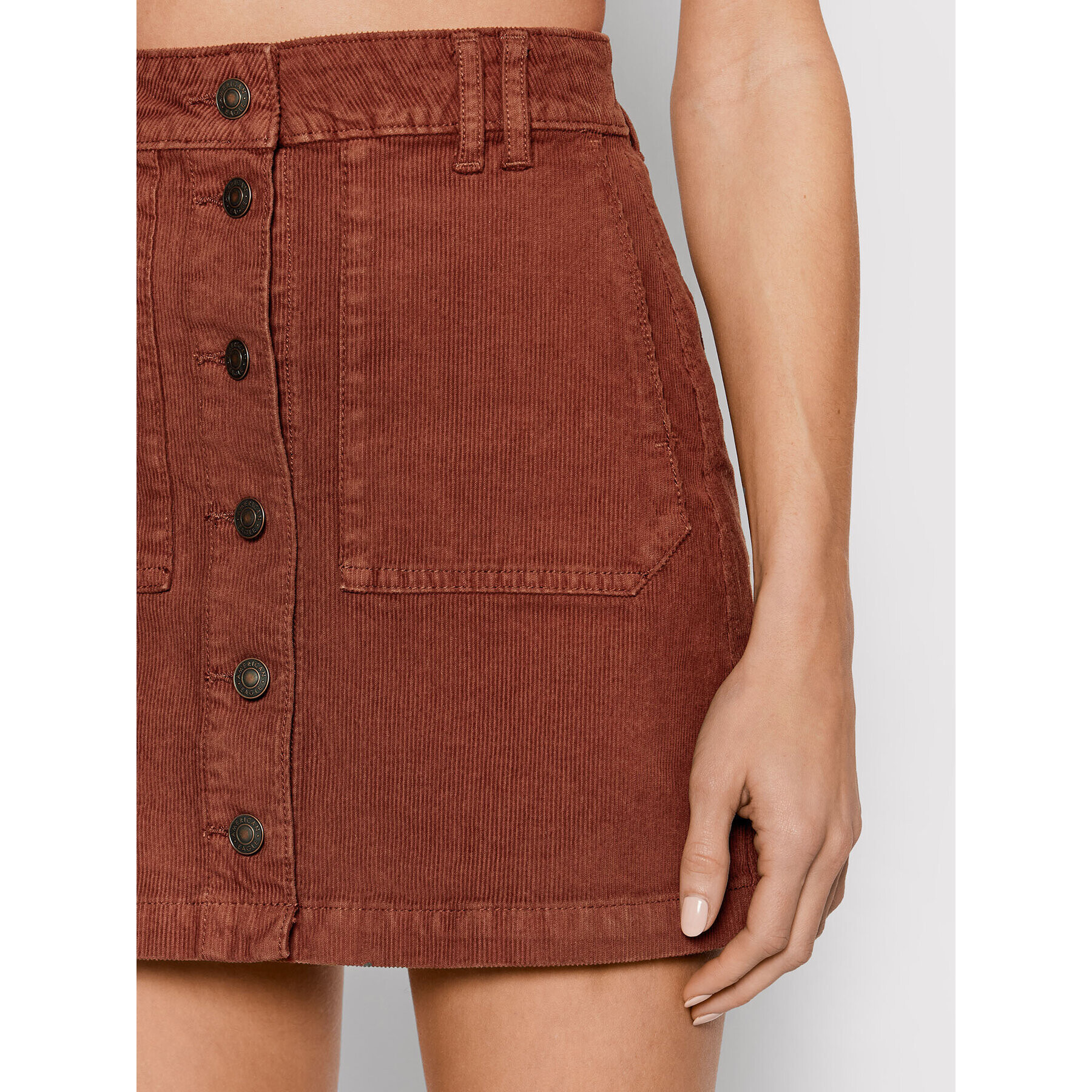American Eagle Мини пола 033-9332-6340 Кафяв Regular Fit - Pepit.bg