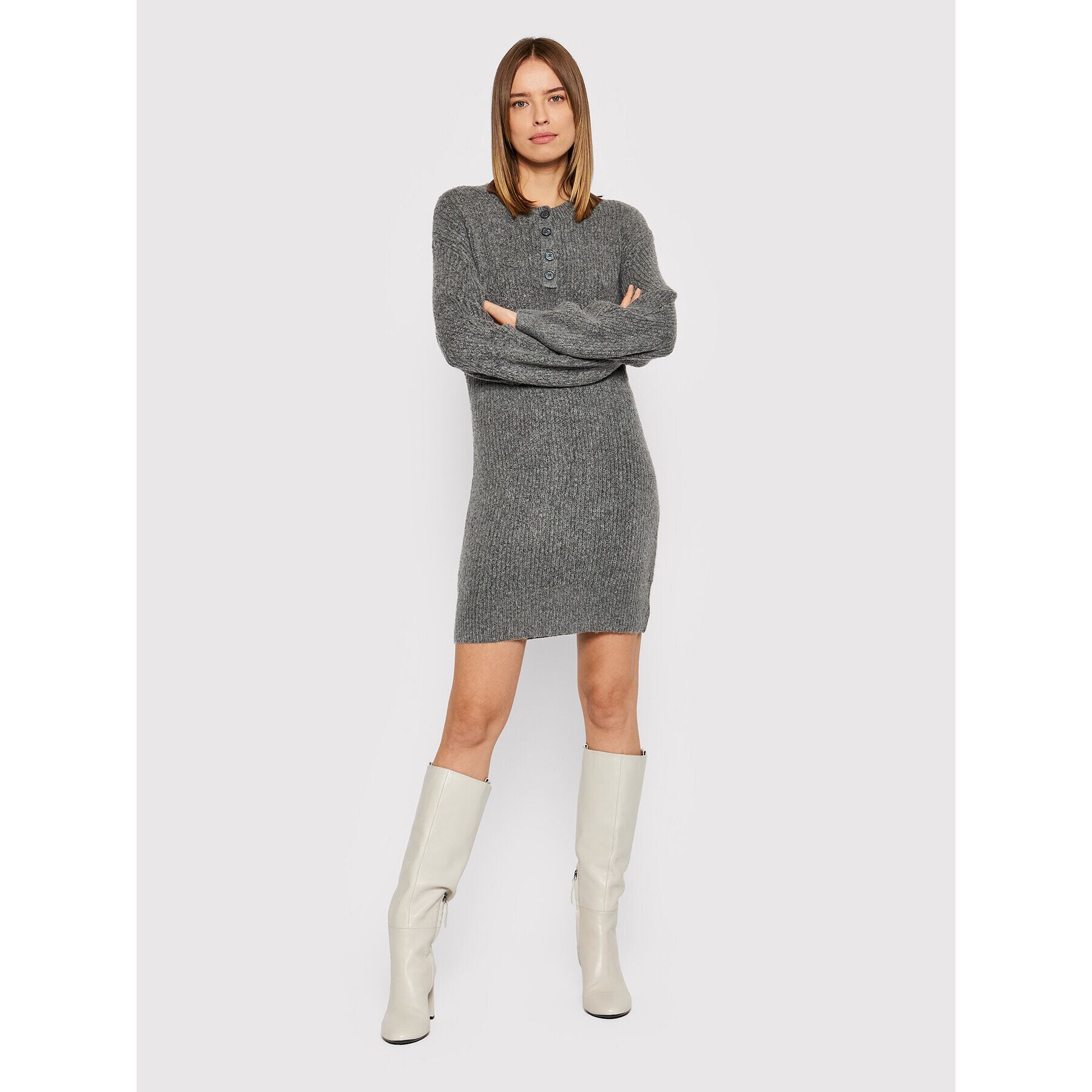 American Eagle Плетена рокля 039-1399-5454 Сив Regular Fit - Pepit.bg