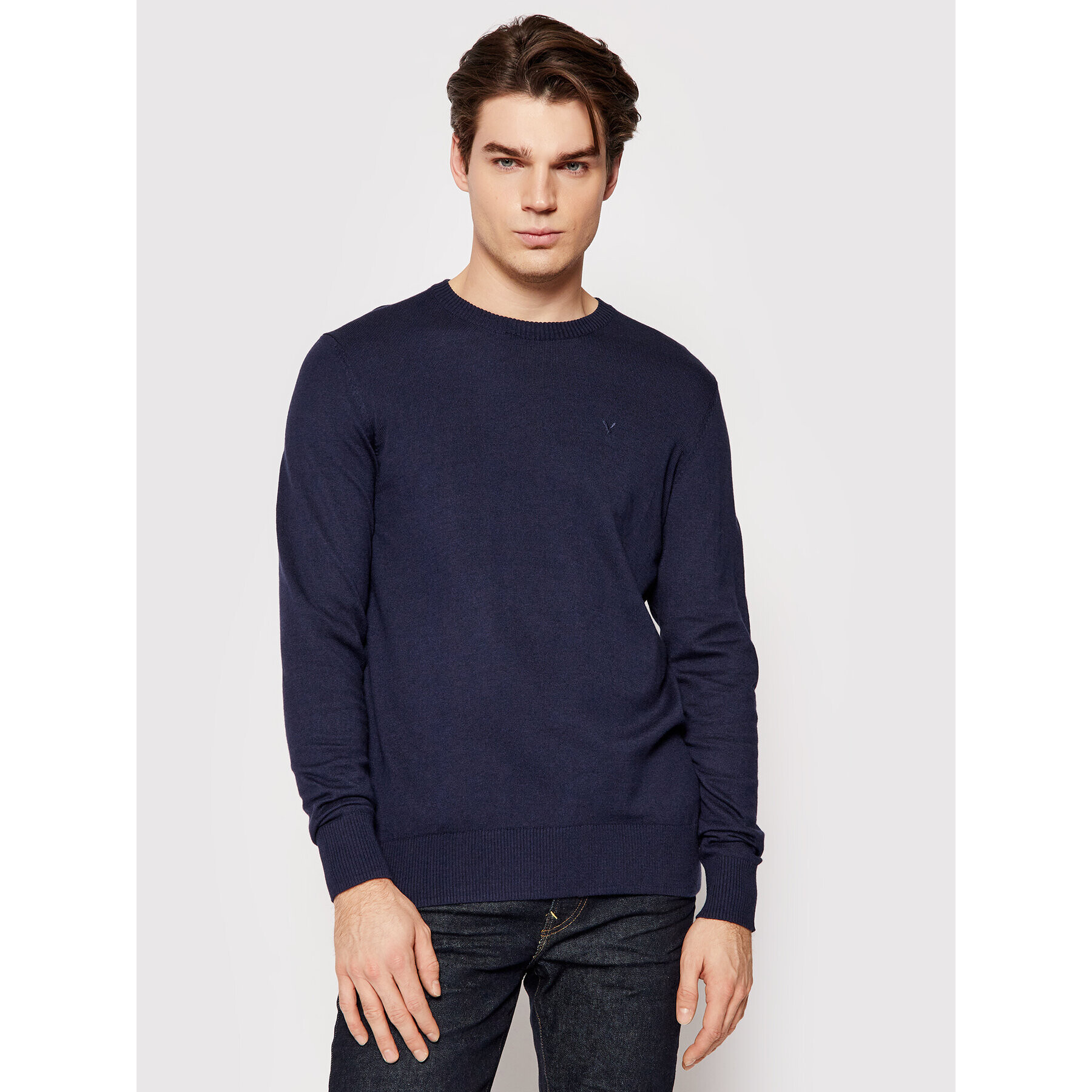 American Eagle Пуловер 014-1142-1702 Тъмносин Standard Fit - Pepit.bg