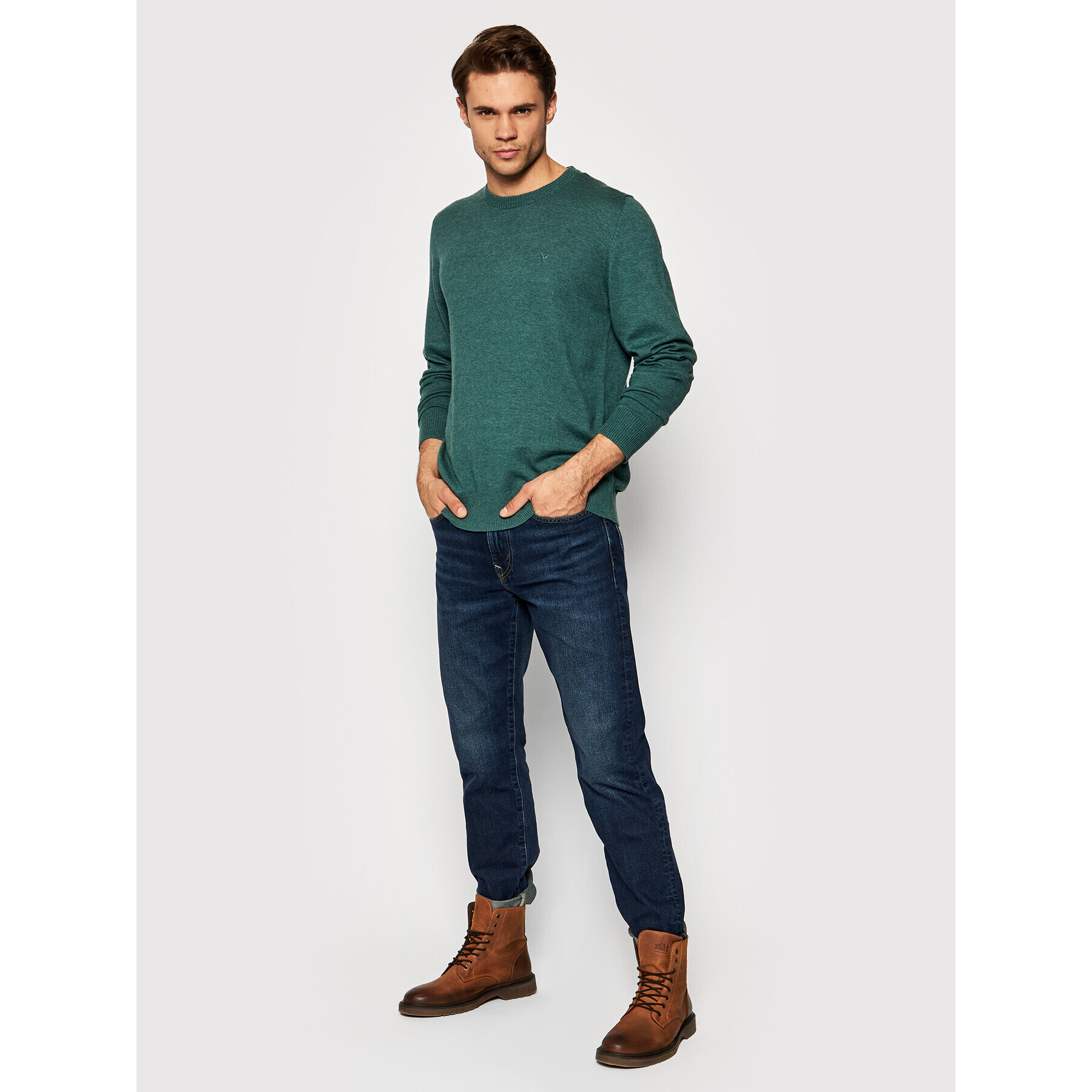 American Eagle Пуловер 014-1142-1702 Зелен Regular Fit - Pepit.bg