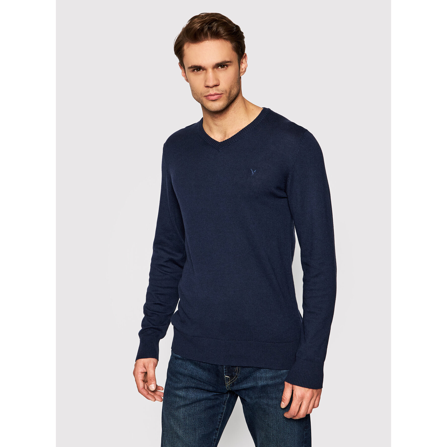 American Eagle Пуловер 014-1144-1703 Тъмносин Regular Fit - Pepit.bg