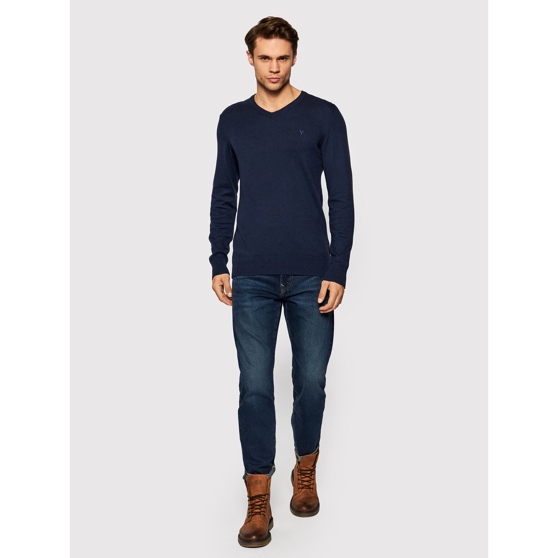 American Eagle Пуловер 014-1144-1703 Тъмносин Regular Fit - Pepit.bg