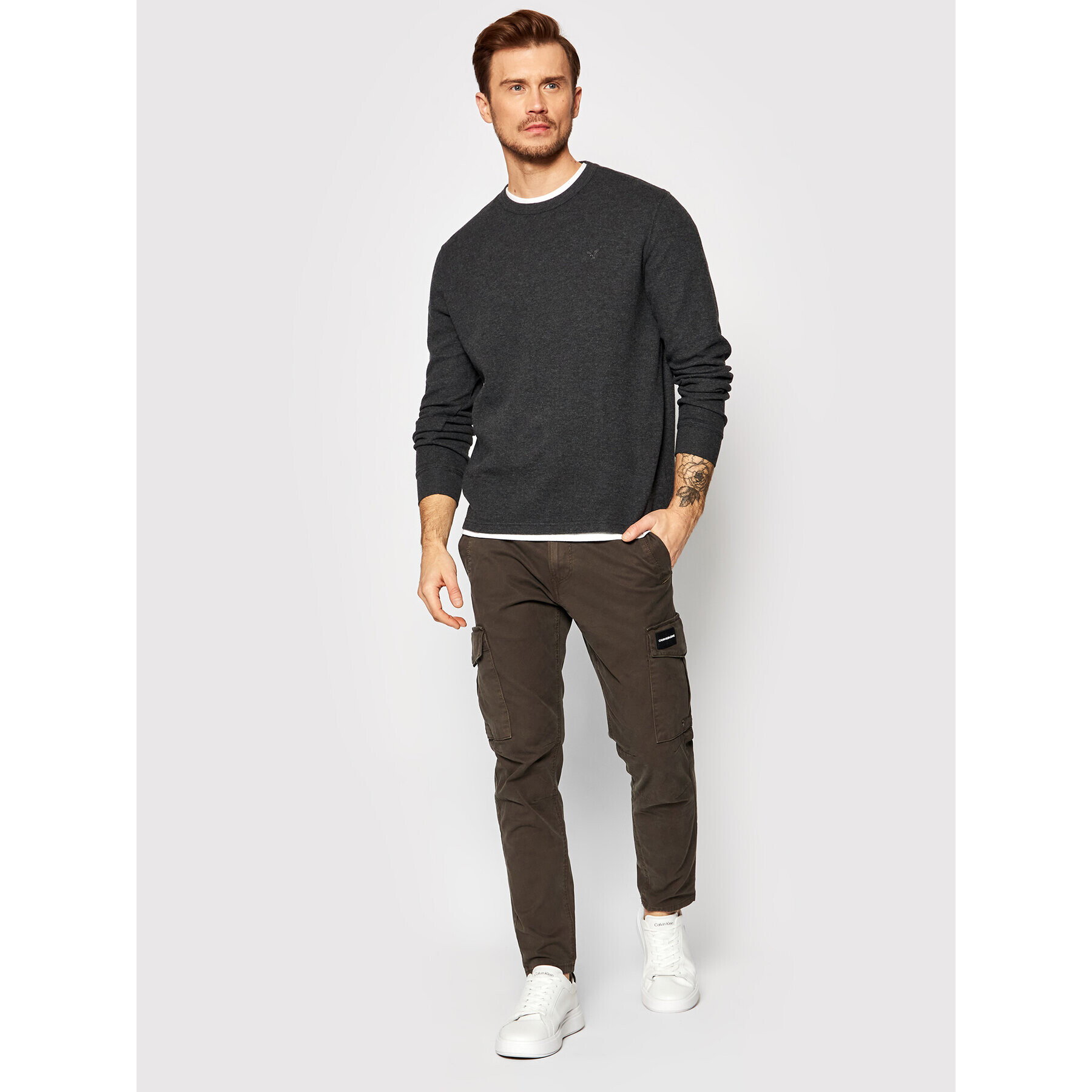 American Eagle Пуловер 017-2171-1530 Сив Standard Fit - Pepit.bg