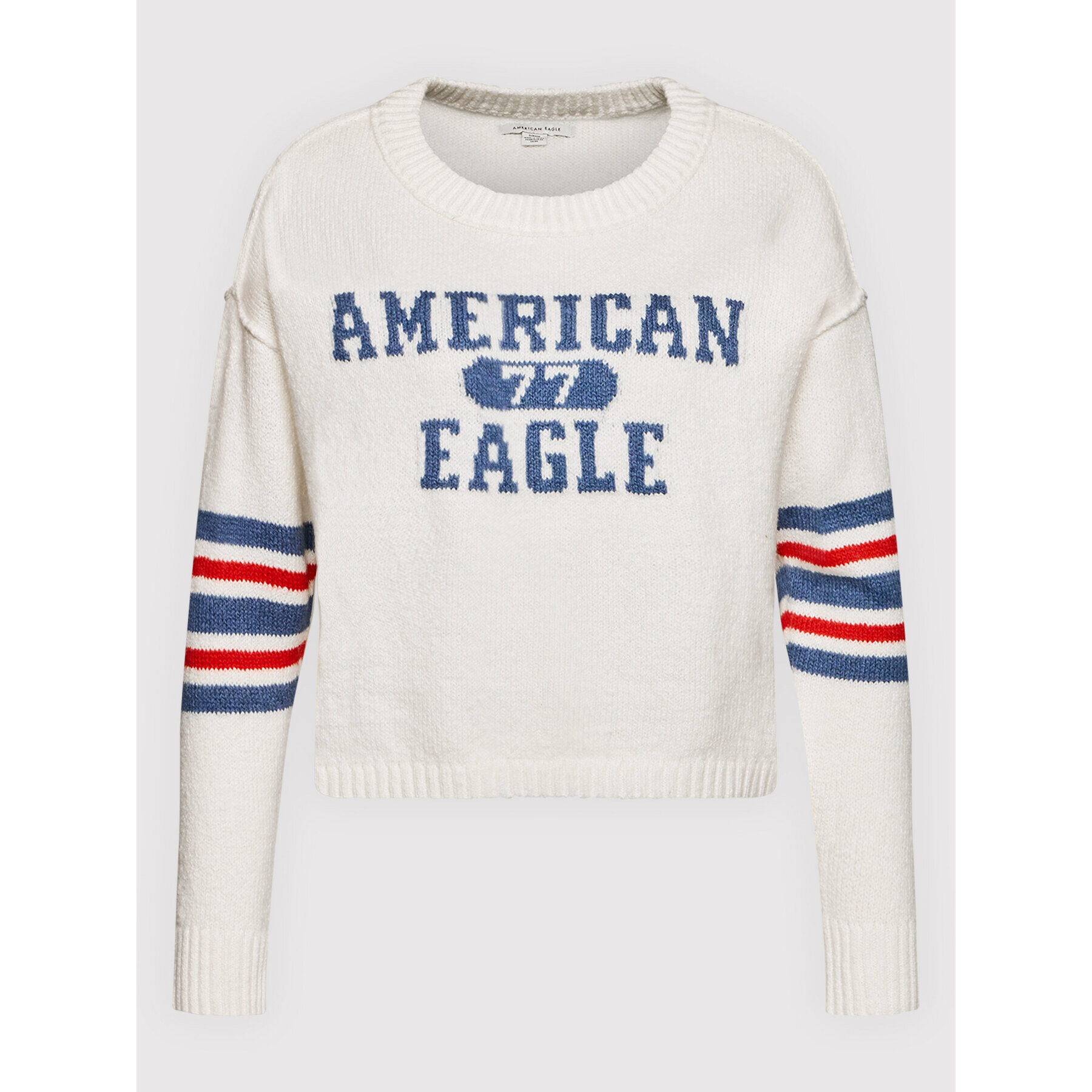 American Eagle Пуловер 034-0348-9575 Бял Regular Fit - Pepit.bg