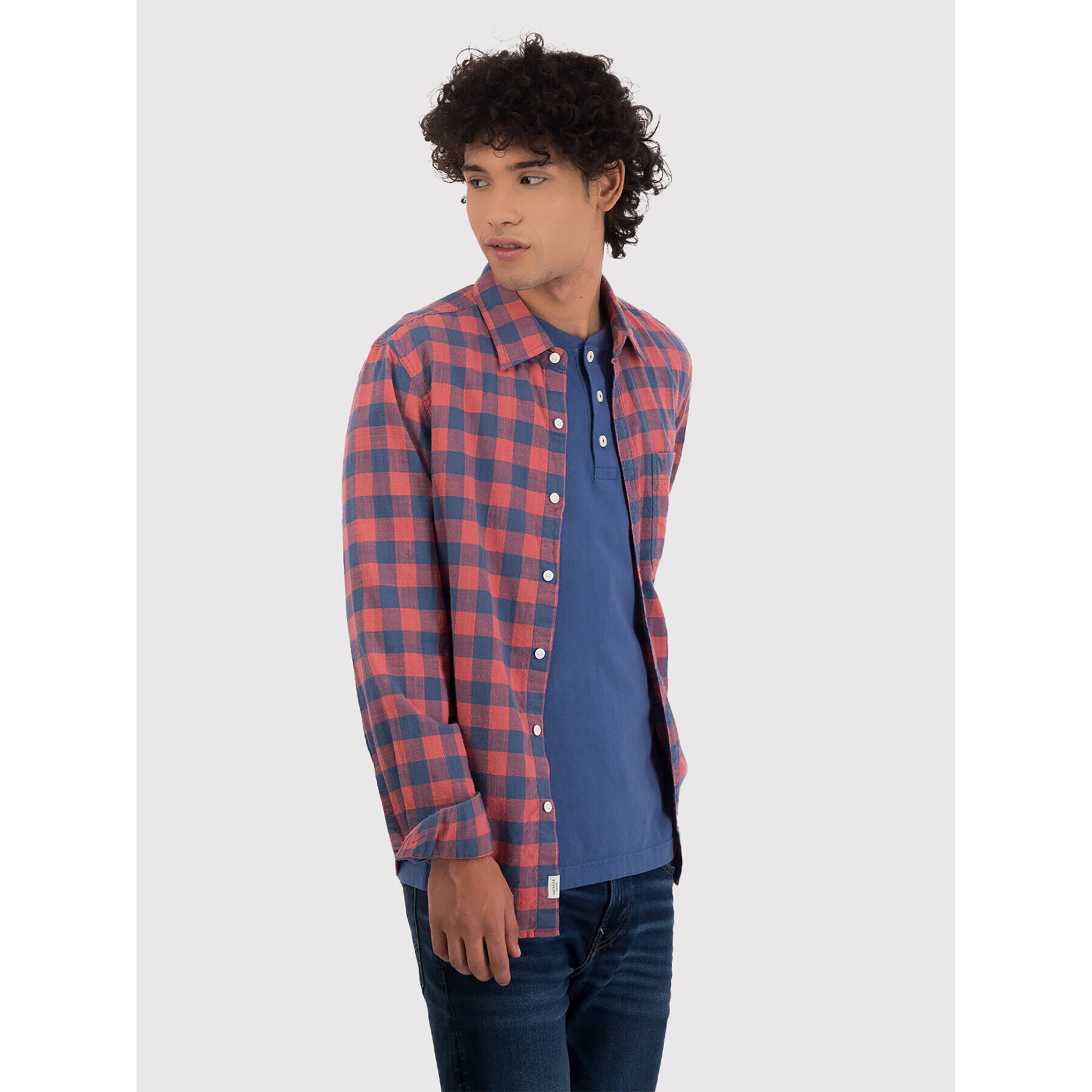 American Eagle Риза 015-0153-2181 Червен Slim Fit - Pepit.bg