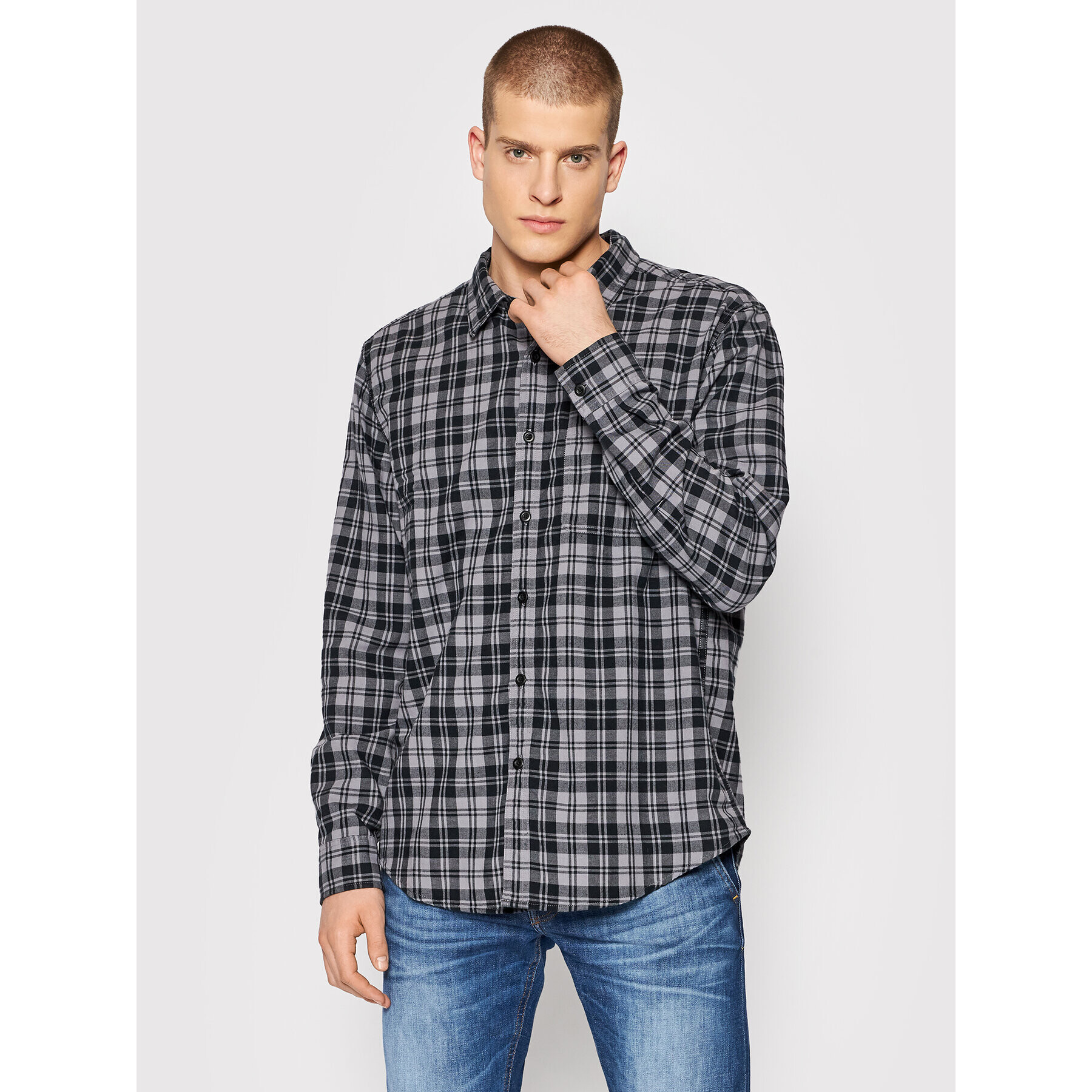 American Eagle Риза 015-2151-5407 Сив Regular Fit - Pepit.bg