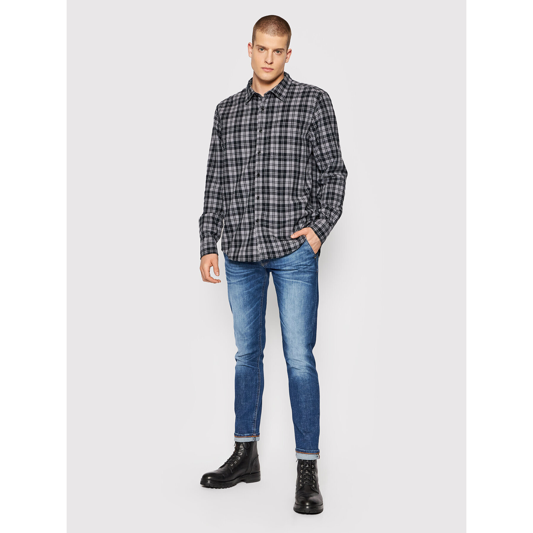 American Eagle Риза 015-2151-5407 Сив Regular Fit - Pepit.bg