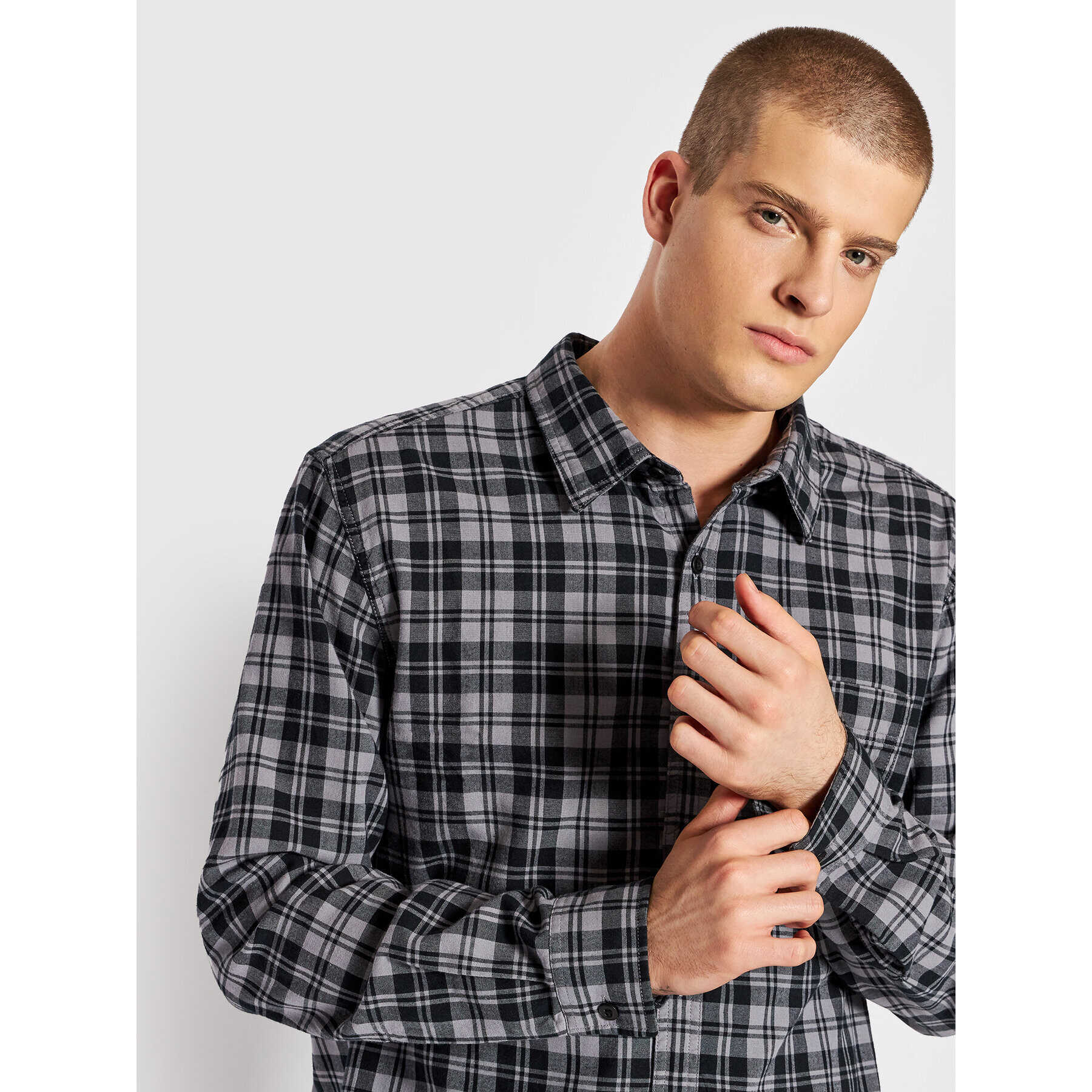 American Eagle Риза 015-2151-5407 Сив Regular Fit - Pepit.bg