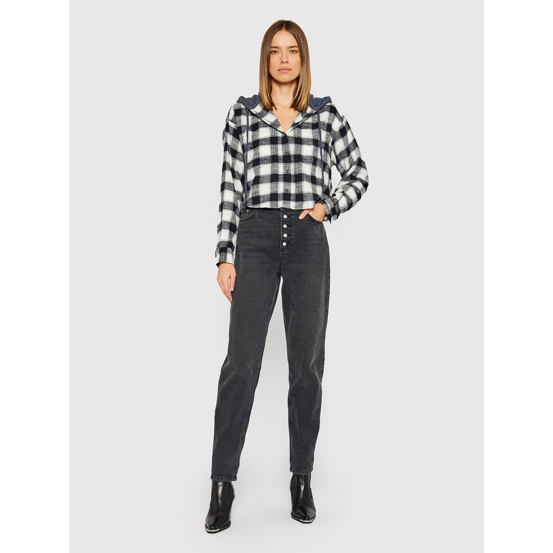 American Eagle Риза 035-1354-3804 Сив Relaxed Fit - Pepit.bg