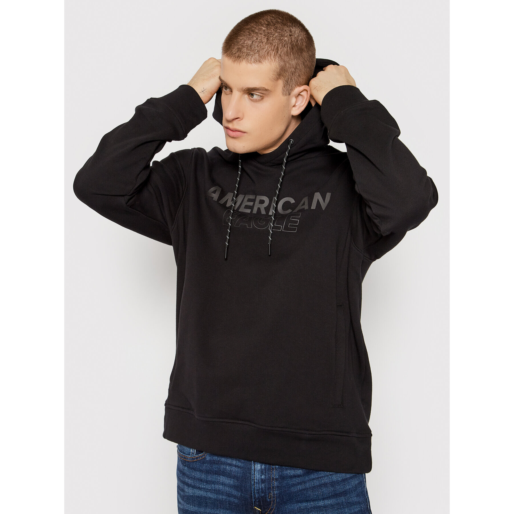 American Eagle Суитшърт 019-0193-1559 Черен Regular Fit - Pepit.bg