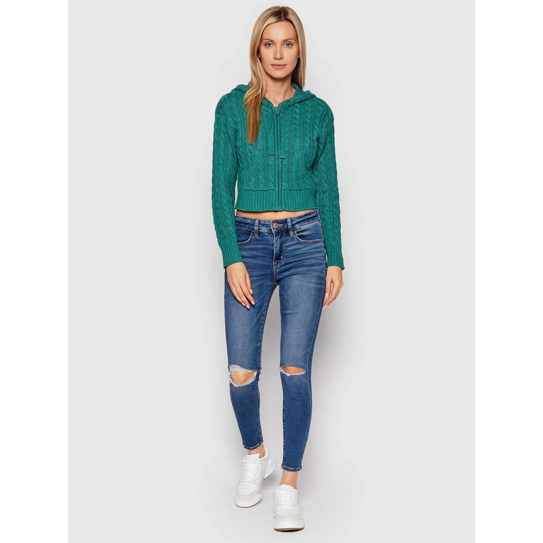 American Eagle Суитшърт 034-0341-9577 Зелен Slim Fit - Pepit.bg
