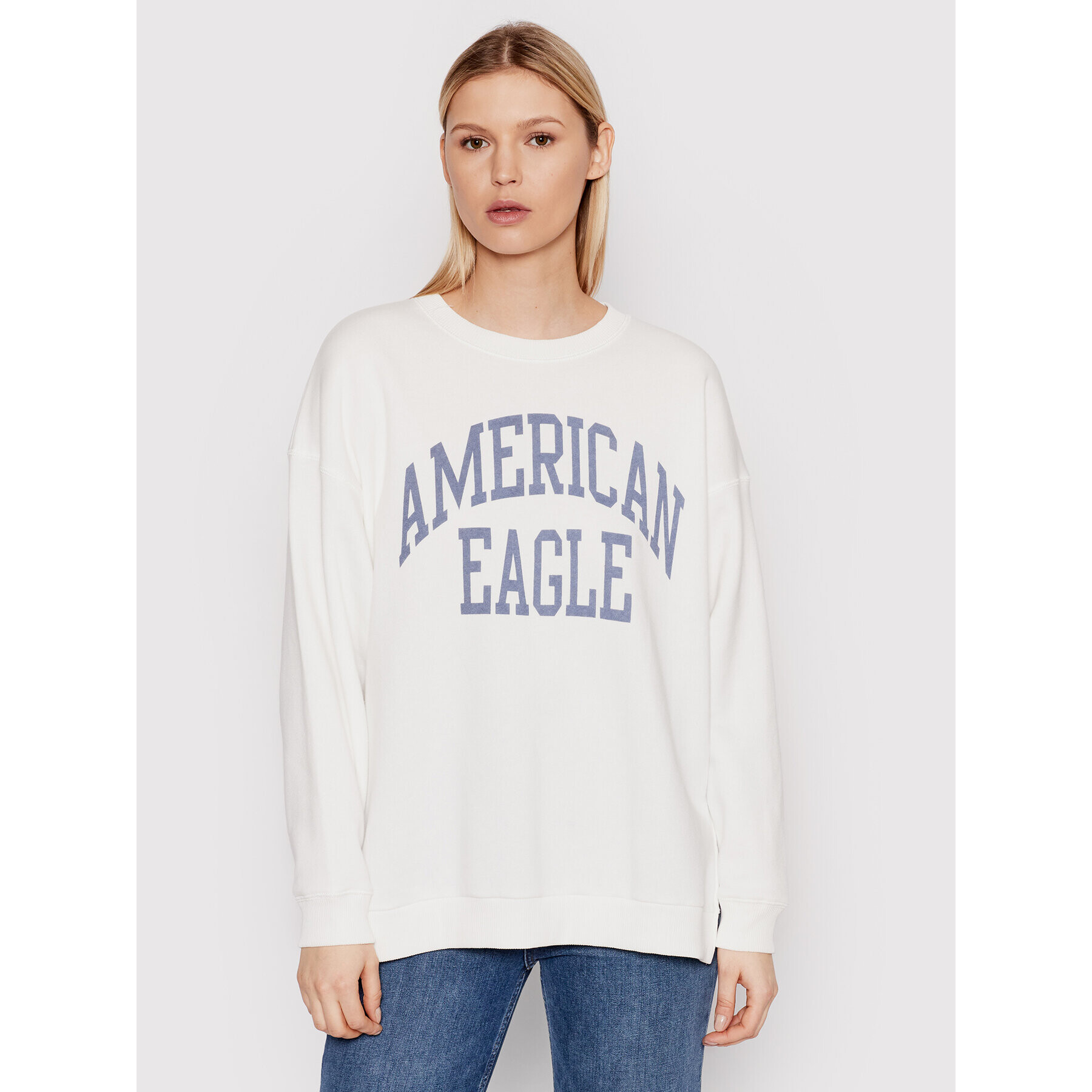 American Eagle Суитшърт 045-1457-1516 Бял Oversize - Pepit.bg