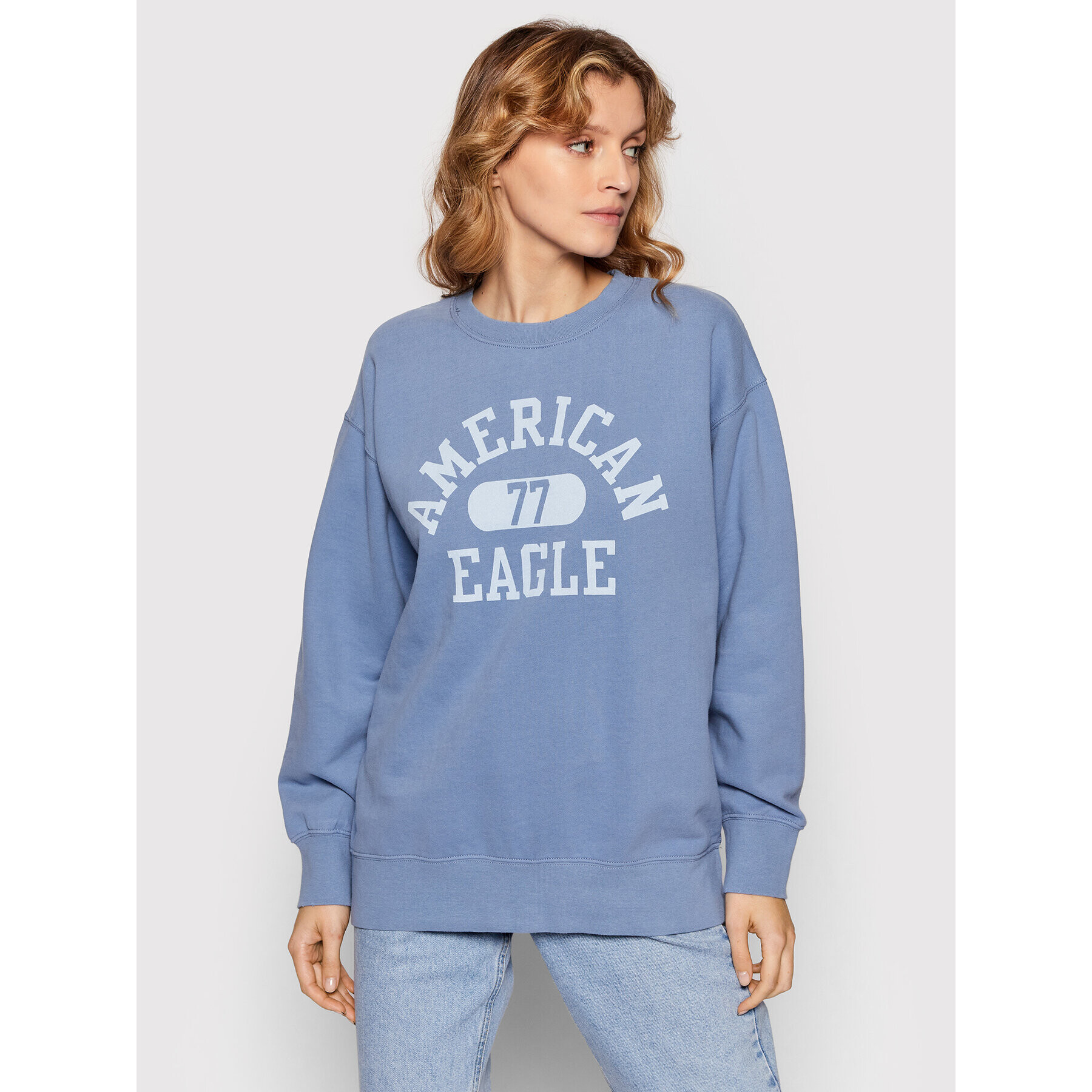 American Eagle Суитшърт 045-1457-1638 Син Relaxed Fit - Pepit.bg