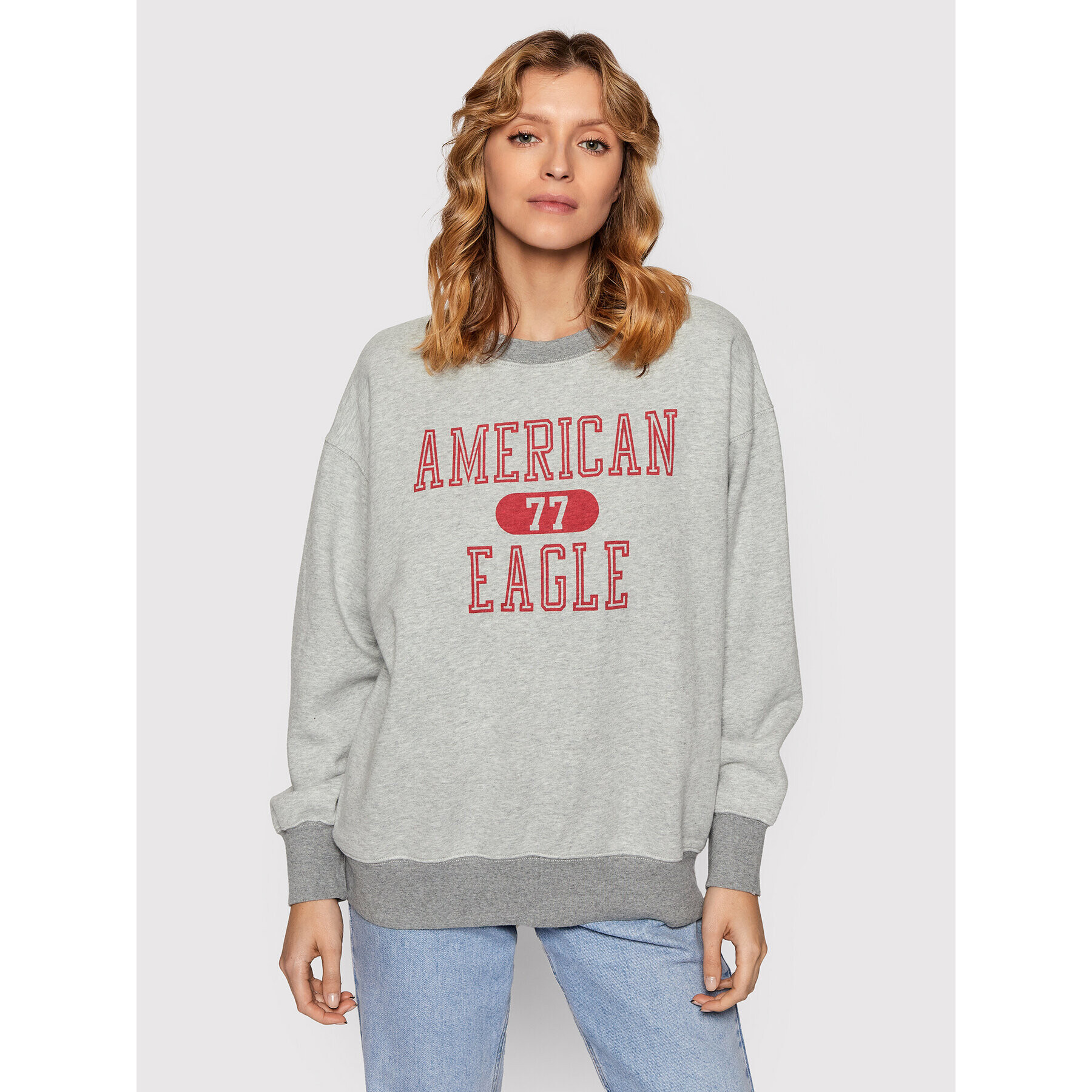 American Eagle Суитшърт 045-1457-1638 Сив Relaxed Fit - Pepit.bg