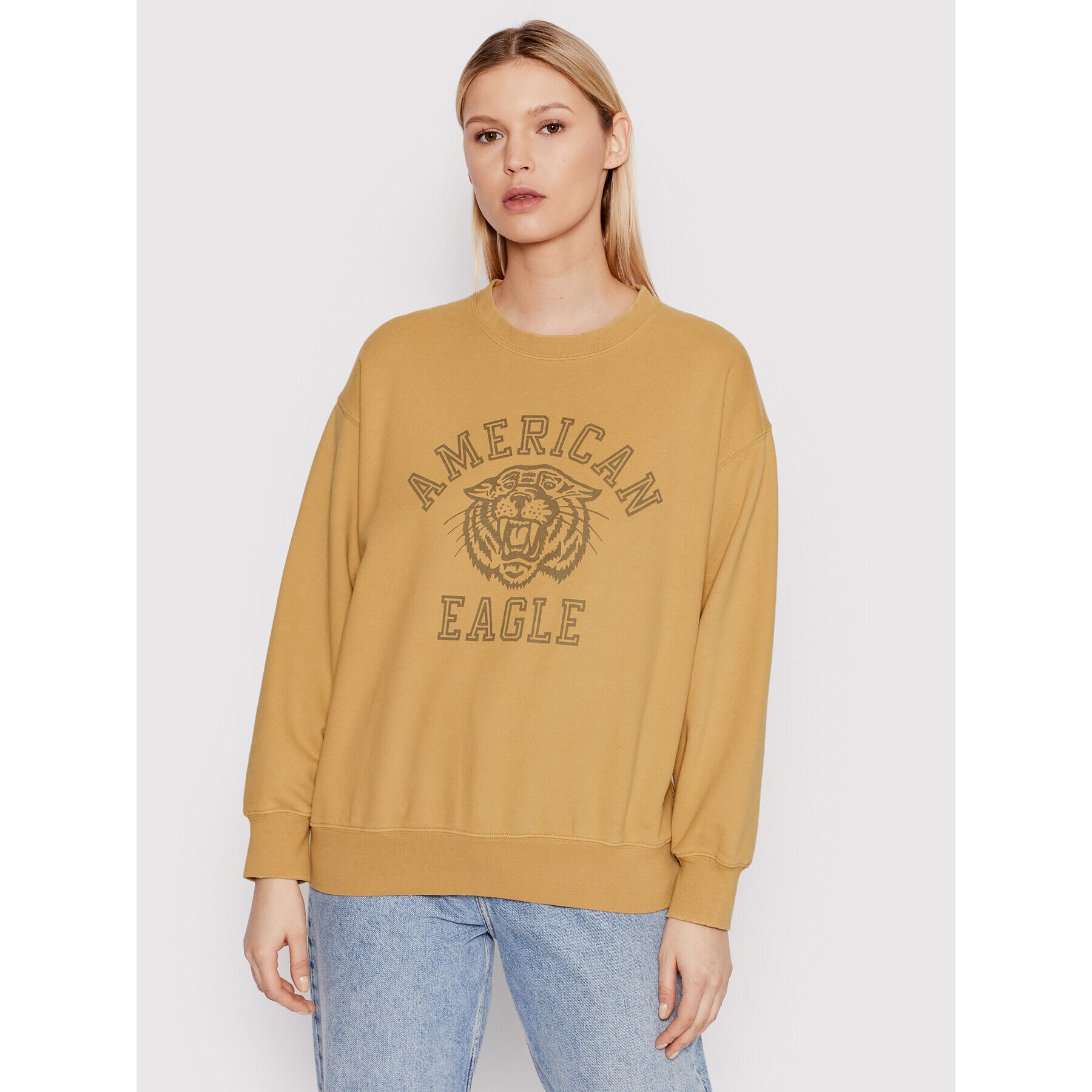 American Eagle Суитшърт 045-1457-1672 Жълт Regular Fit - Pepit.bg