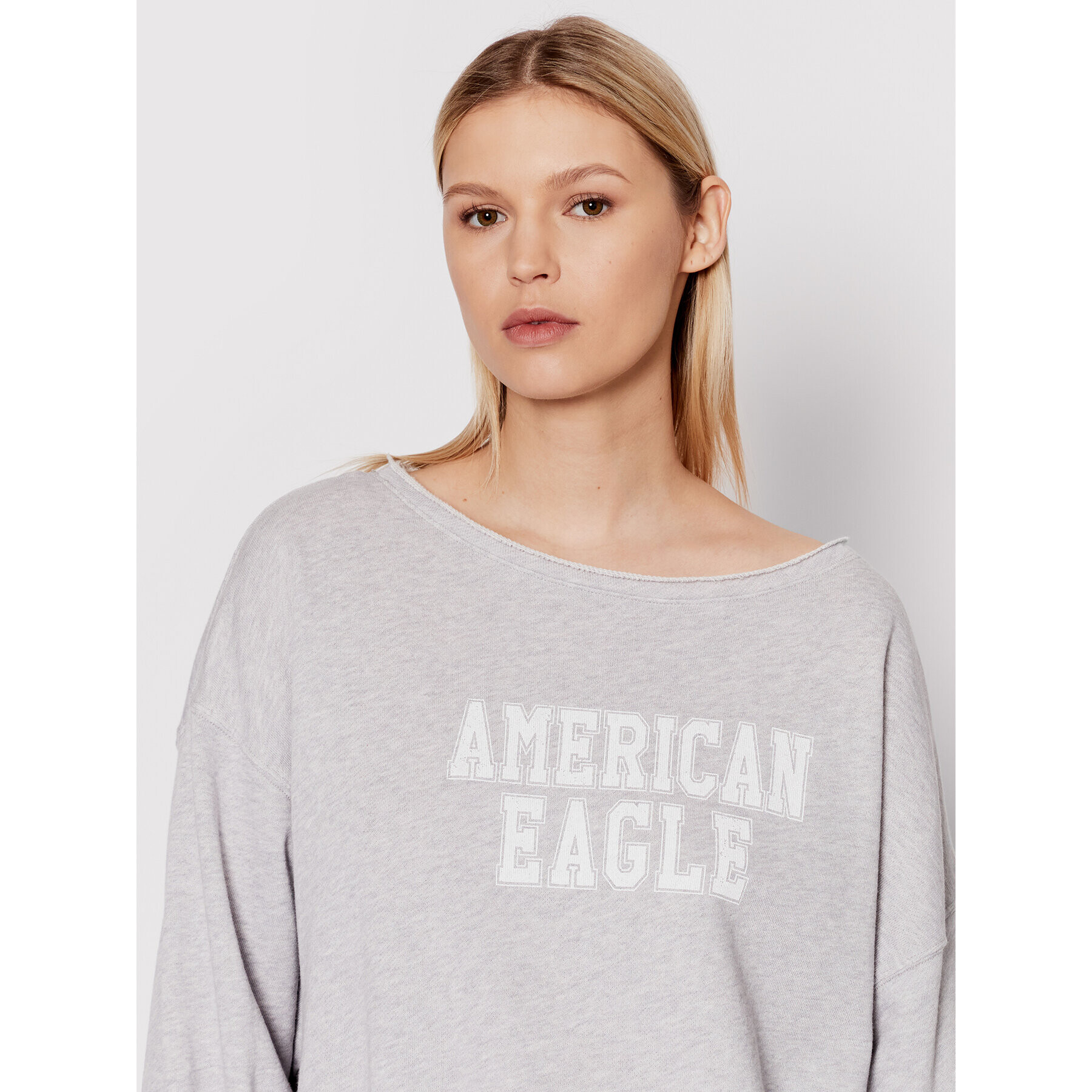 American Eagle Суитшърт 045-2532-1601 Сив Oversize - Pepit.bg