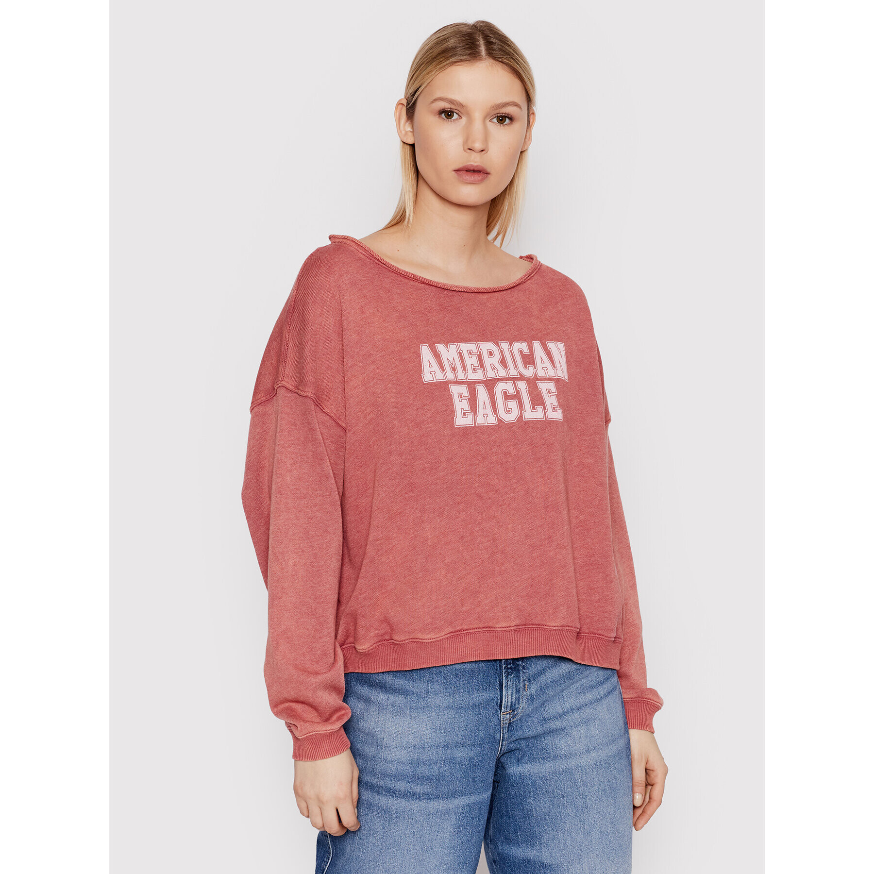 American Eagle Суитшърт 045-2532-1636 Червен Oversize - Pepit.bg