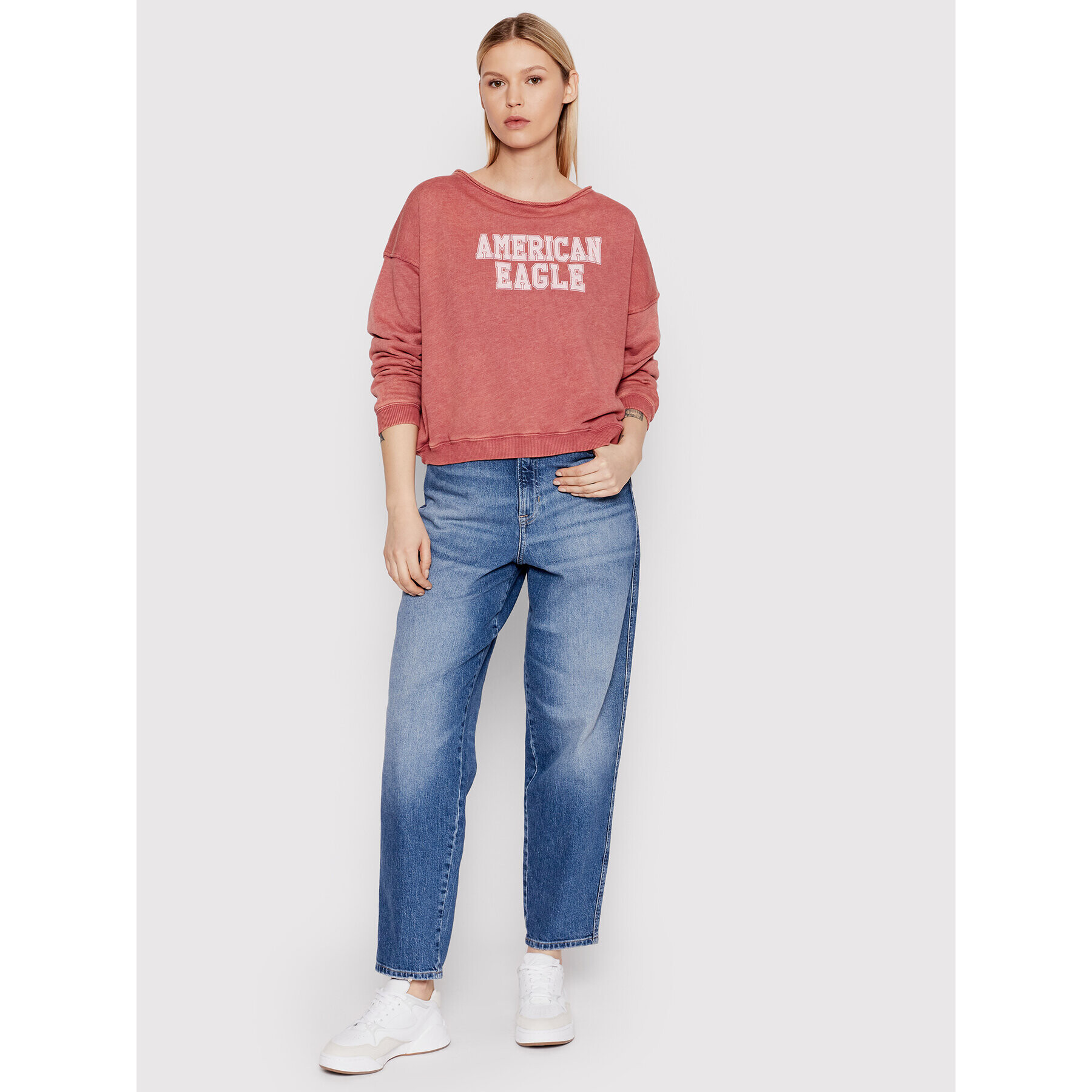 American Eagle Суитшърт 045-2532-1636 Червен Oversize - Pepit.bg
