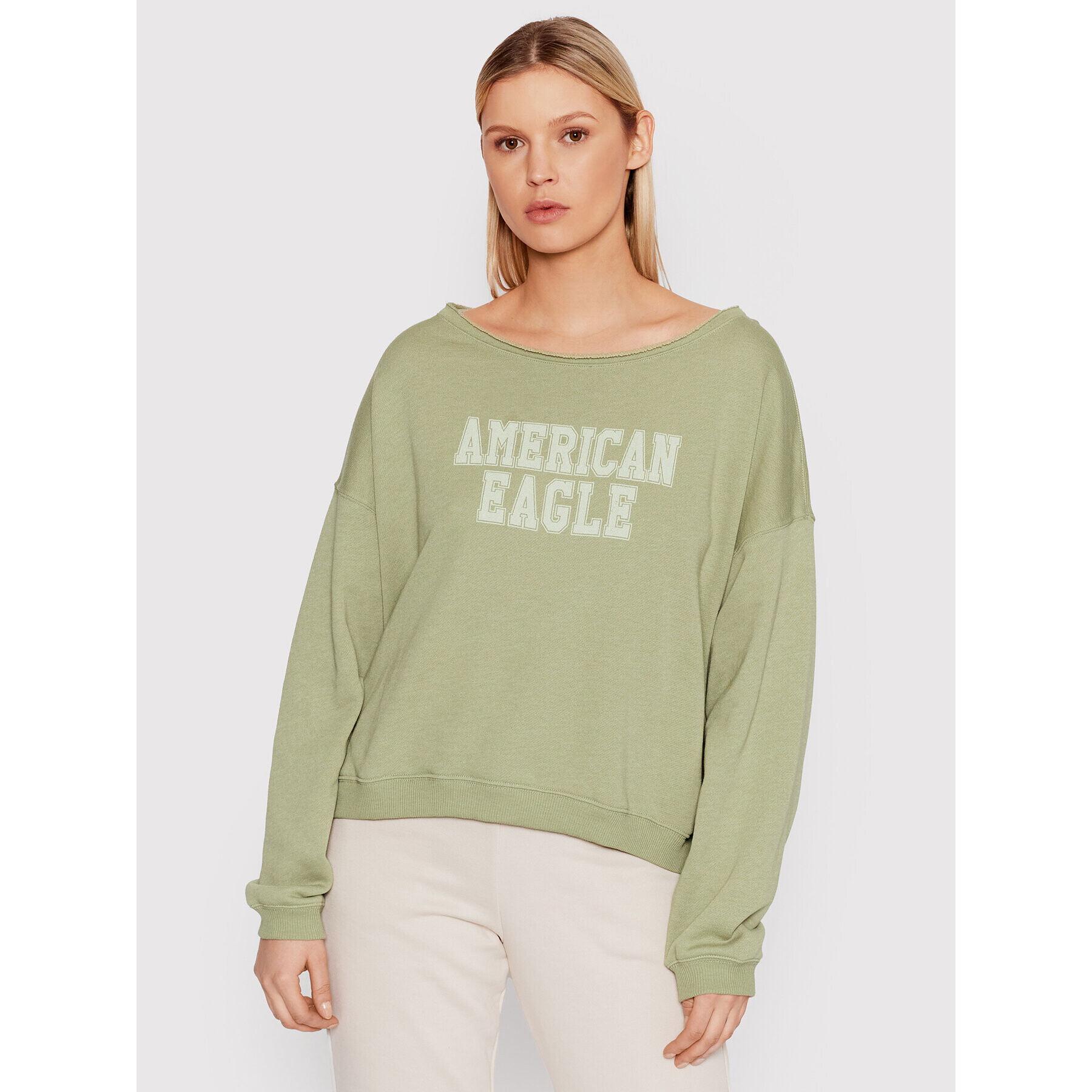 American Eagle Суитшърт 045-2532-1637 Зелен Oversize - Pepit.bg