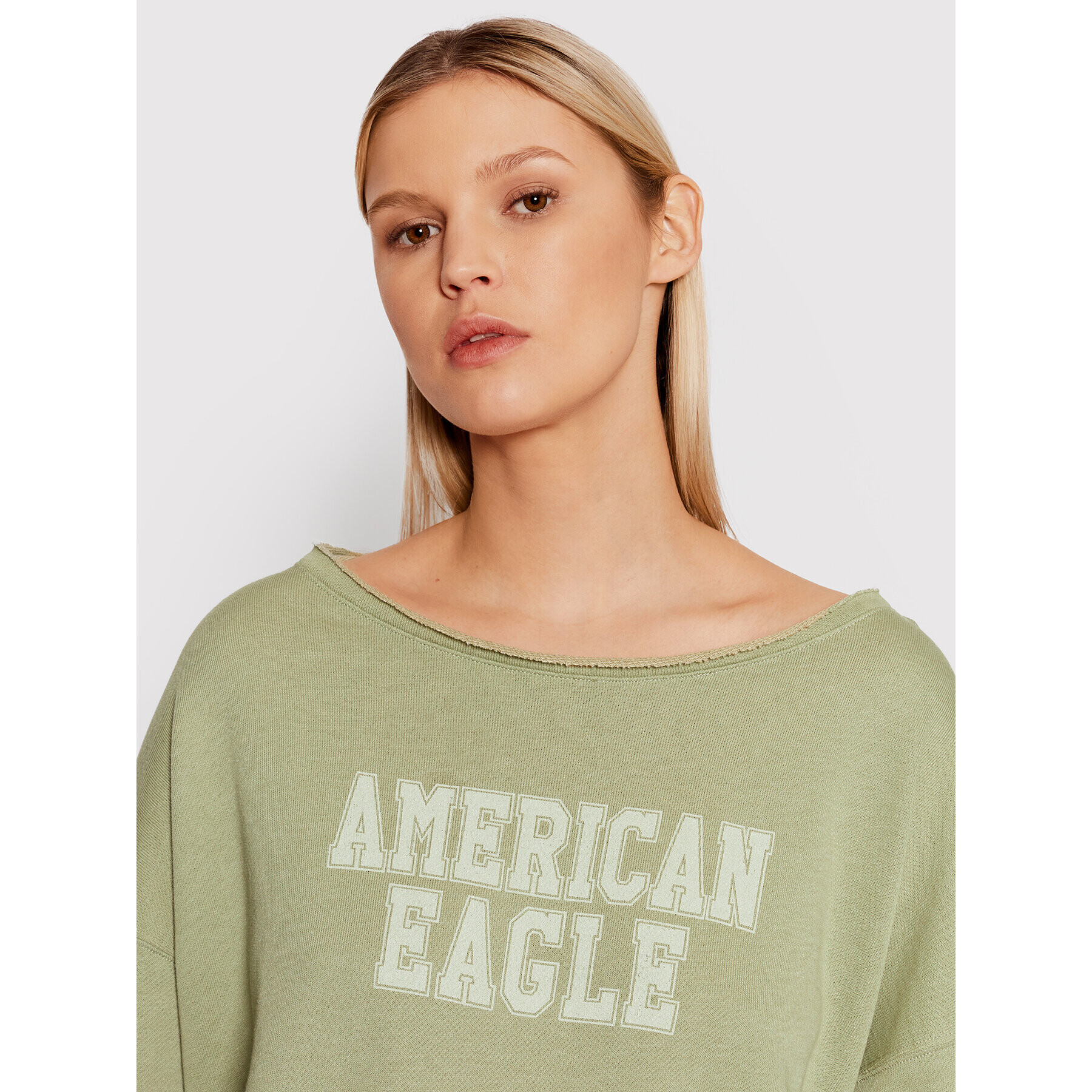 American Eagle Суитшърт 045-2532-1637 Зелен Oversize - Pepit.bg