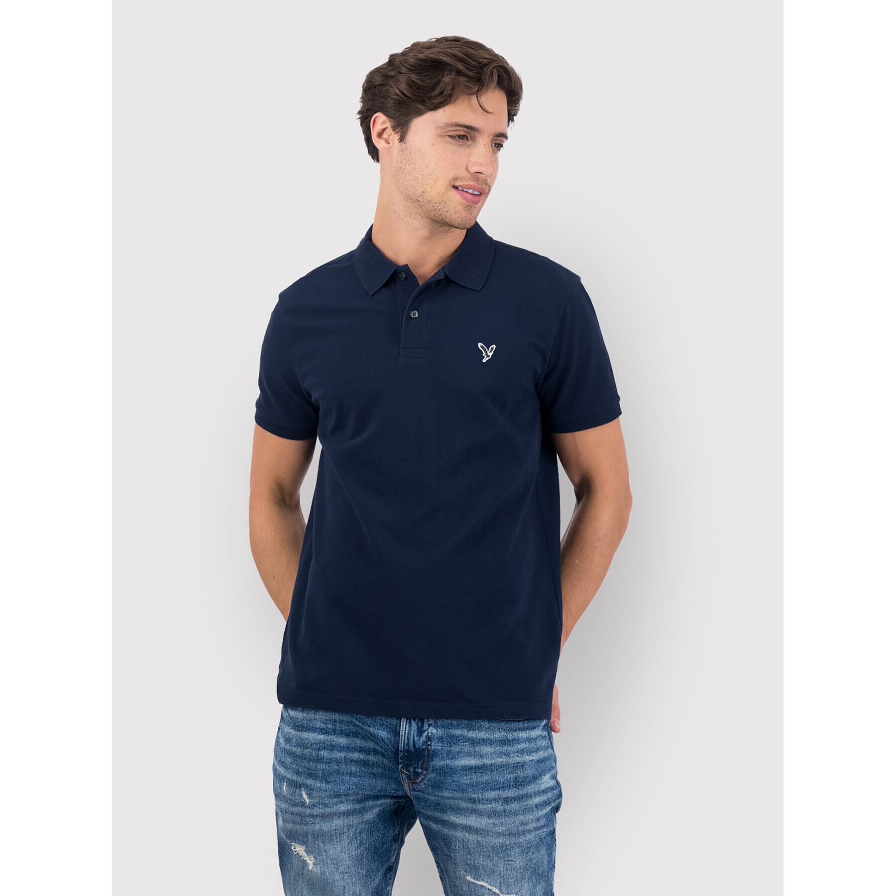 American Eagle Тениска с яка и копчета 018-1165-9148 Тъмносин Slim Fit - Pepit.bg