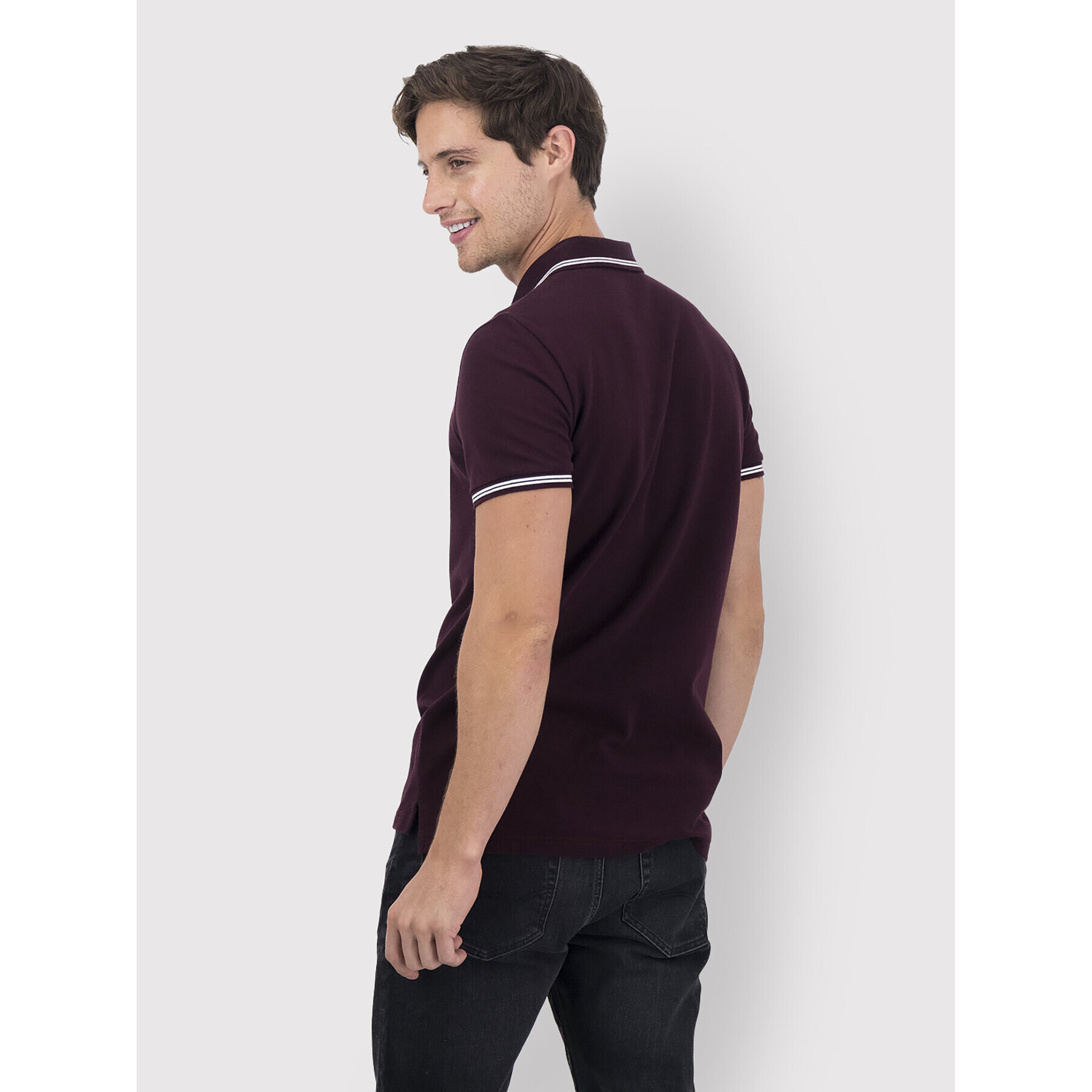 American Eagle Тениска с яка и копчета 018-1165-9150 Бордо Slim Fit - Pepit.bg