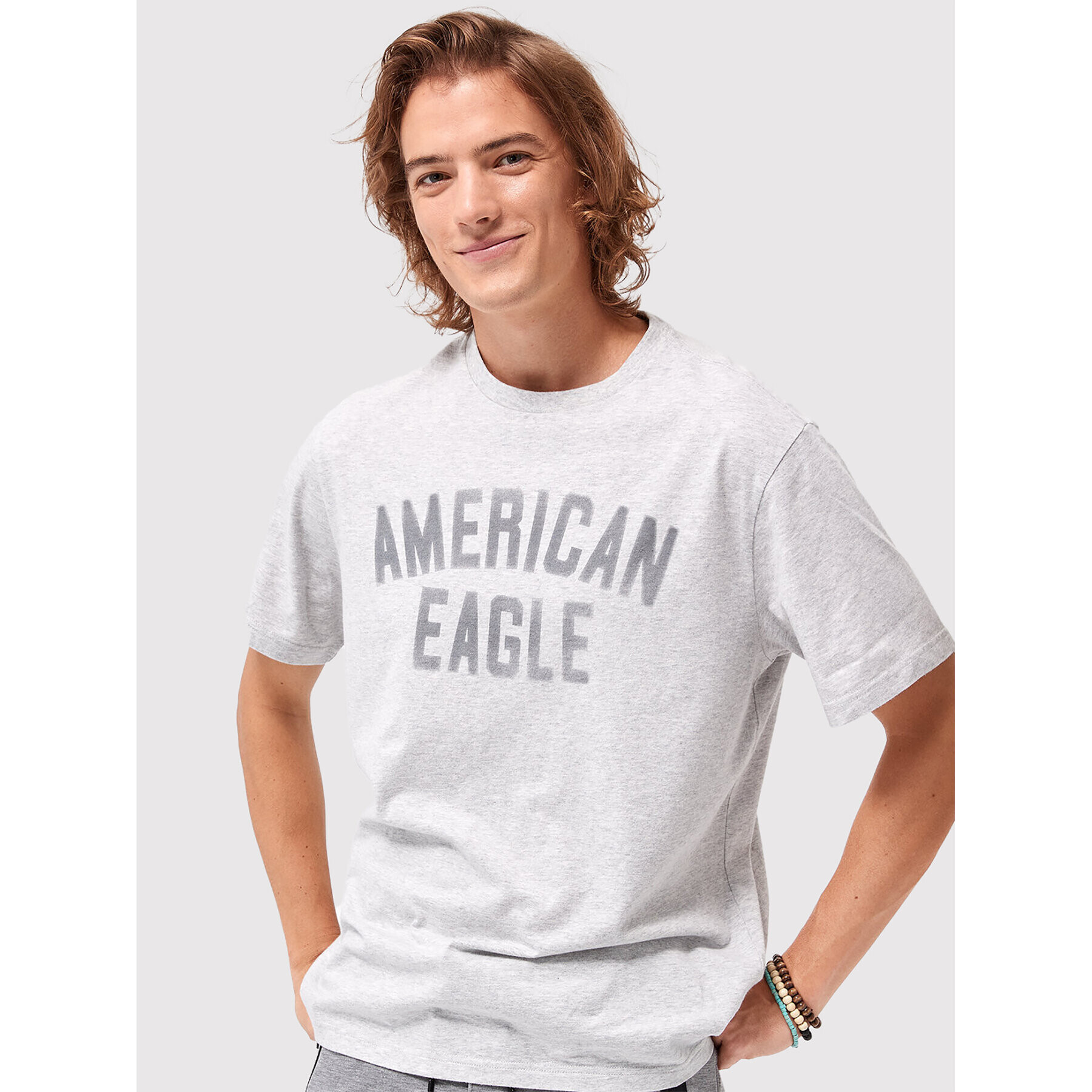 American Eagle Тишърт 016-0181-5465 Сив Standard Fit - Pepit.bg