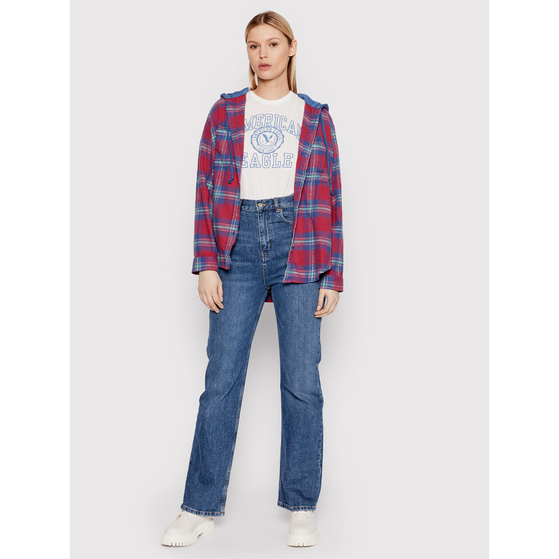 American Eagle Тишърт 030-1305-1107 Бял Standard Fit - Pepit.bg