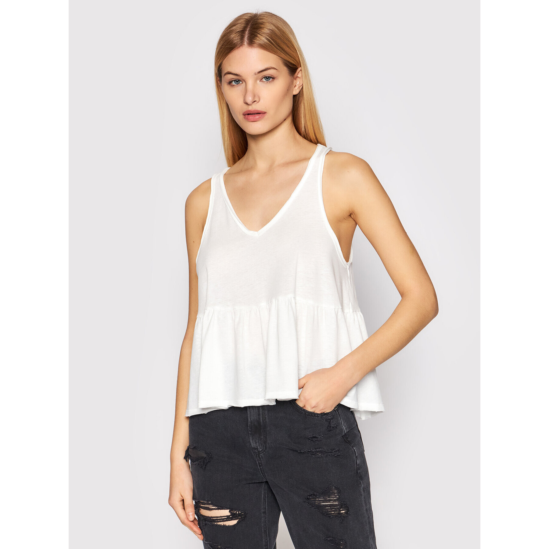 American Eagle топ 036-3171-5098 Бял Regular Fit - Pepit.bg